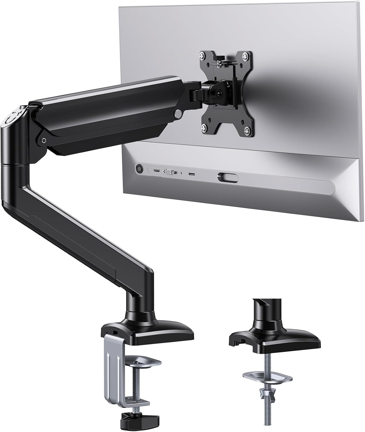 image:imageErGear Single Monitor Arm Fully Adjustable Monitor Mount for 1334 Inch Screens Fast Install Computer Monitor Stand with ToolFree VESA Mount Cable Management Holds 198 lbs Max VESA 100x100mmSingle Arm