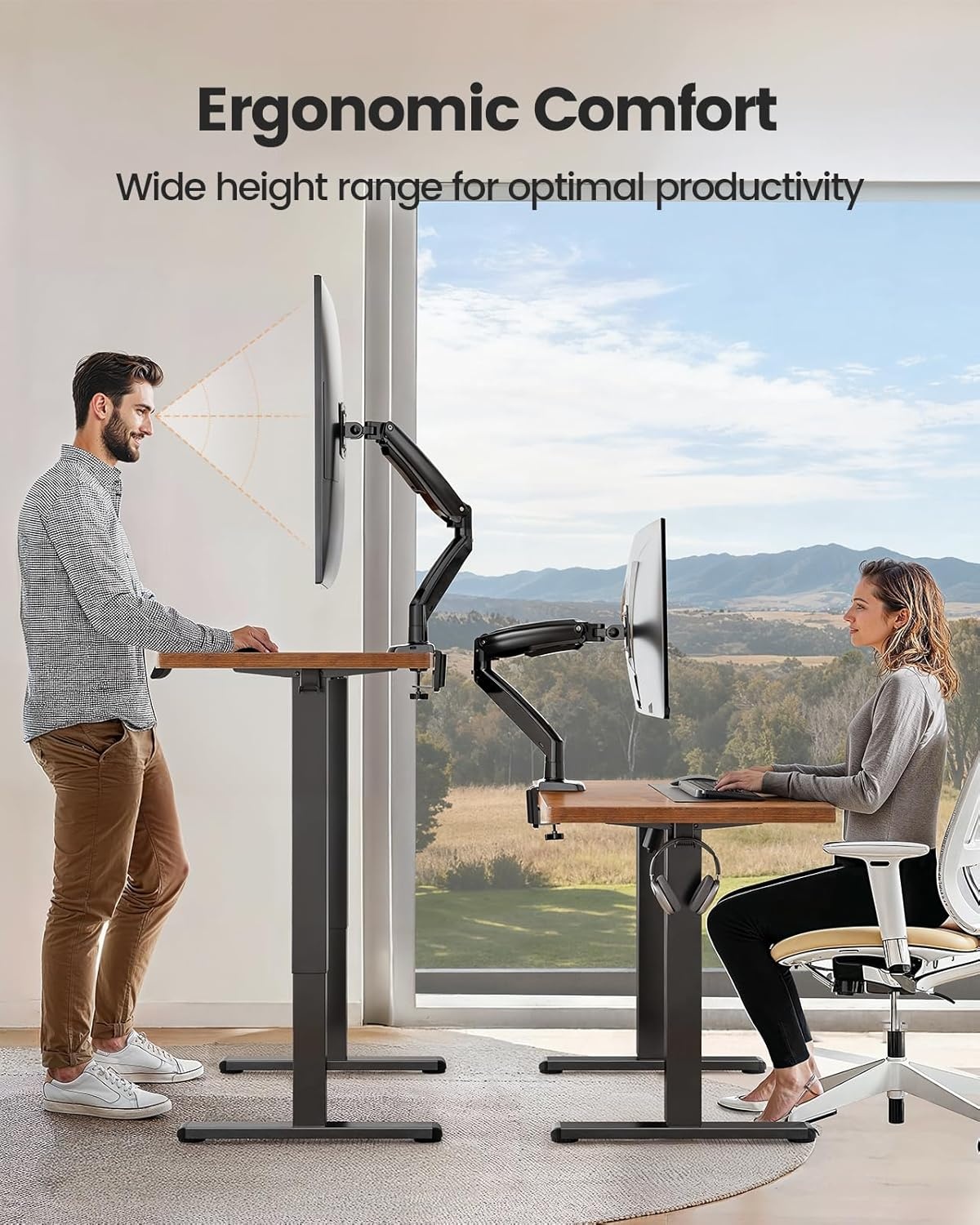 image:imageErGear Single Monitor Arm Fully Adjustable Monitor Mount for 1334 Inch Screens Fast Install Computer Monitor Stand with ToolFree VESA Mount Cable Management Holds 198 lbs Max VESA 100x100mmSingle Arm