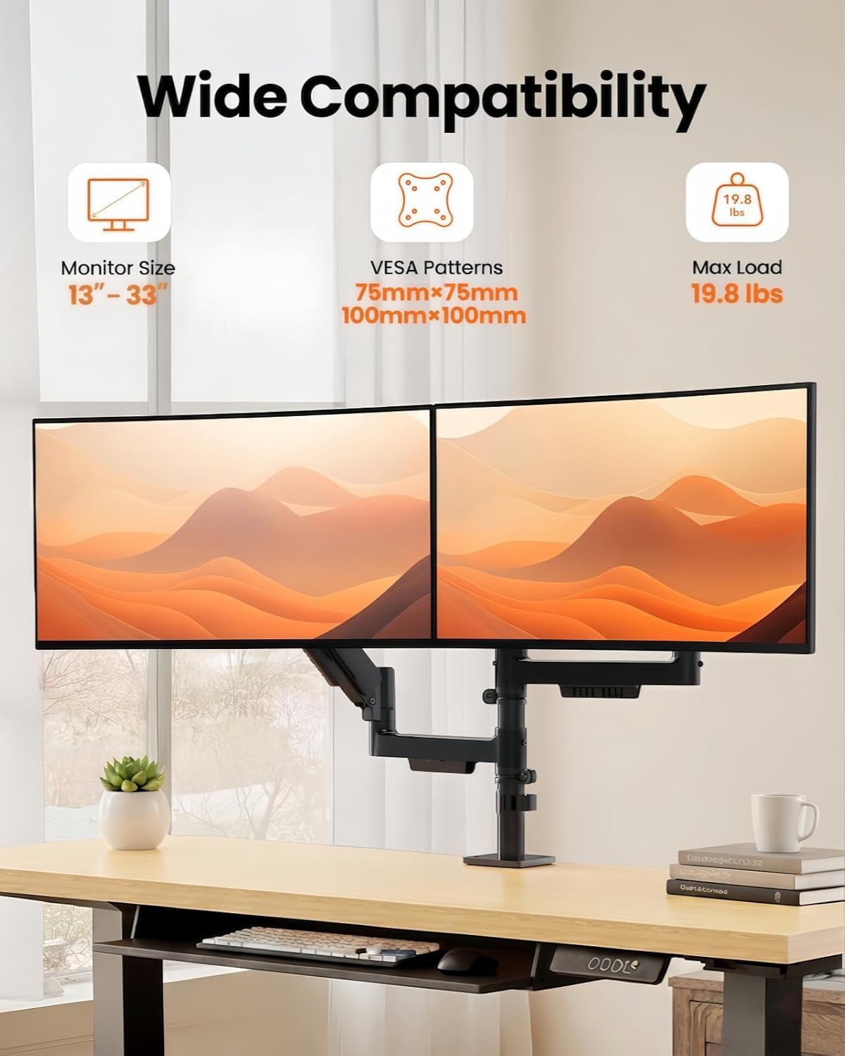 image:imageErGear Single Monitor Arm Fully Adjustable Monitor Mount for 1334 Inch Screens Fast Install Computer Monitor Stand with ToolFree VESA Mount Cable Management Holds 198 lbs Max VESA 100x100mmDual Arms