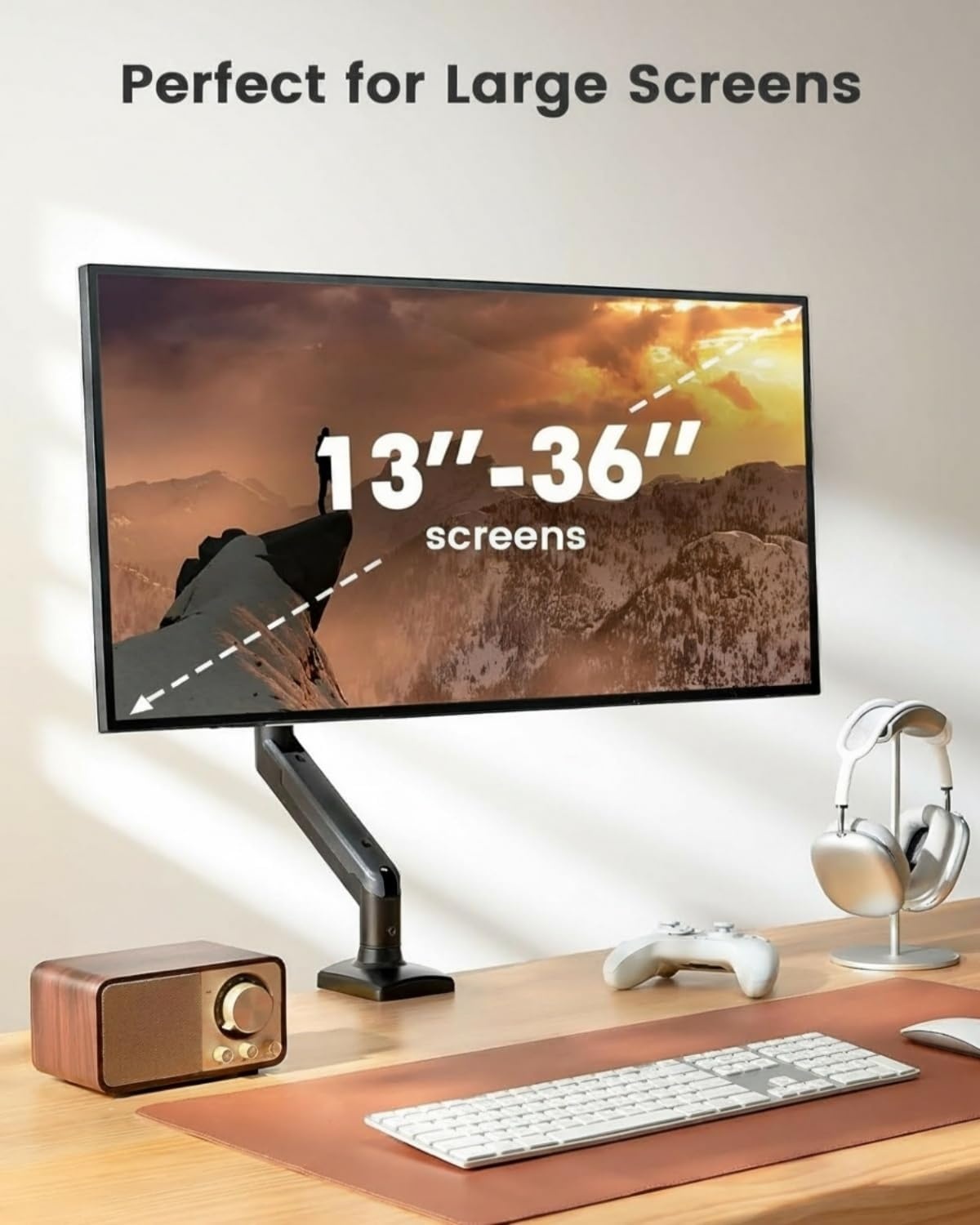 image:imageErGear Single Monitor Arm Fully Adjustable Monitor Mount for 1334 Inch Screens Fast Install Computer Monitor Stand with ToolFree VESA Mount Cable Management Holds 198 lbs Max VESA 100x100mmSingle Arm