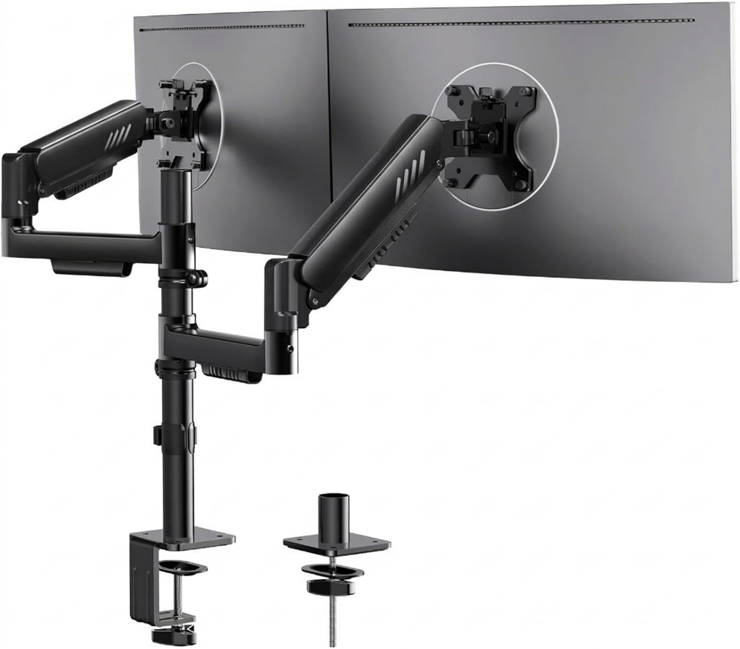 image:imageErGear Single Monitor Arm Fully Adjustable Monitor Mount for 1334 Inch Screens Fast Install Computer Monitor Stand with ToolFree VESA Mount Cable Management Holds 198 lbs Max VESA 100x100mmDual Arms