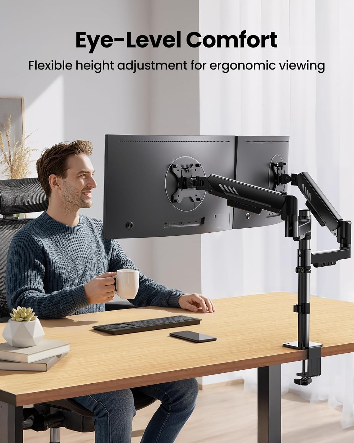image:imageErGear Single Monitor Arm Fully Adjustable Monitor Mount for 1334 Inch Screens Fast Install Computer Monitor Stand with ToolFree VESA Mount Cable Management Holds 198 lbs Max VESA 100x100mmDual Arms