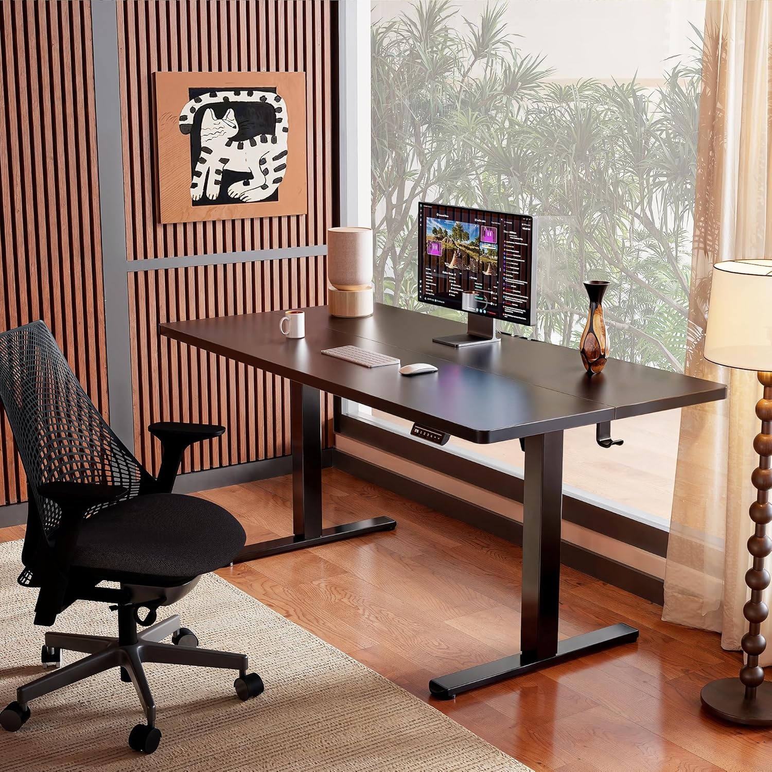 image:imageErgear Height Adjustable Electric Standing Desk 48x24 Inches Sit Stand up Memory Computer Home Office Desk NaturalEGESD5NBlack