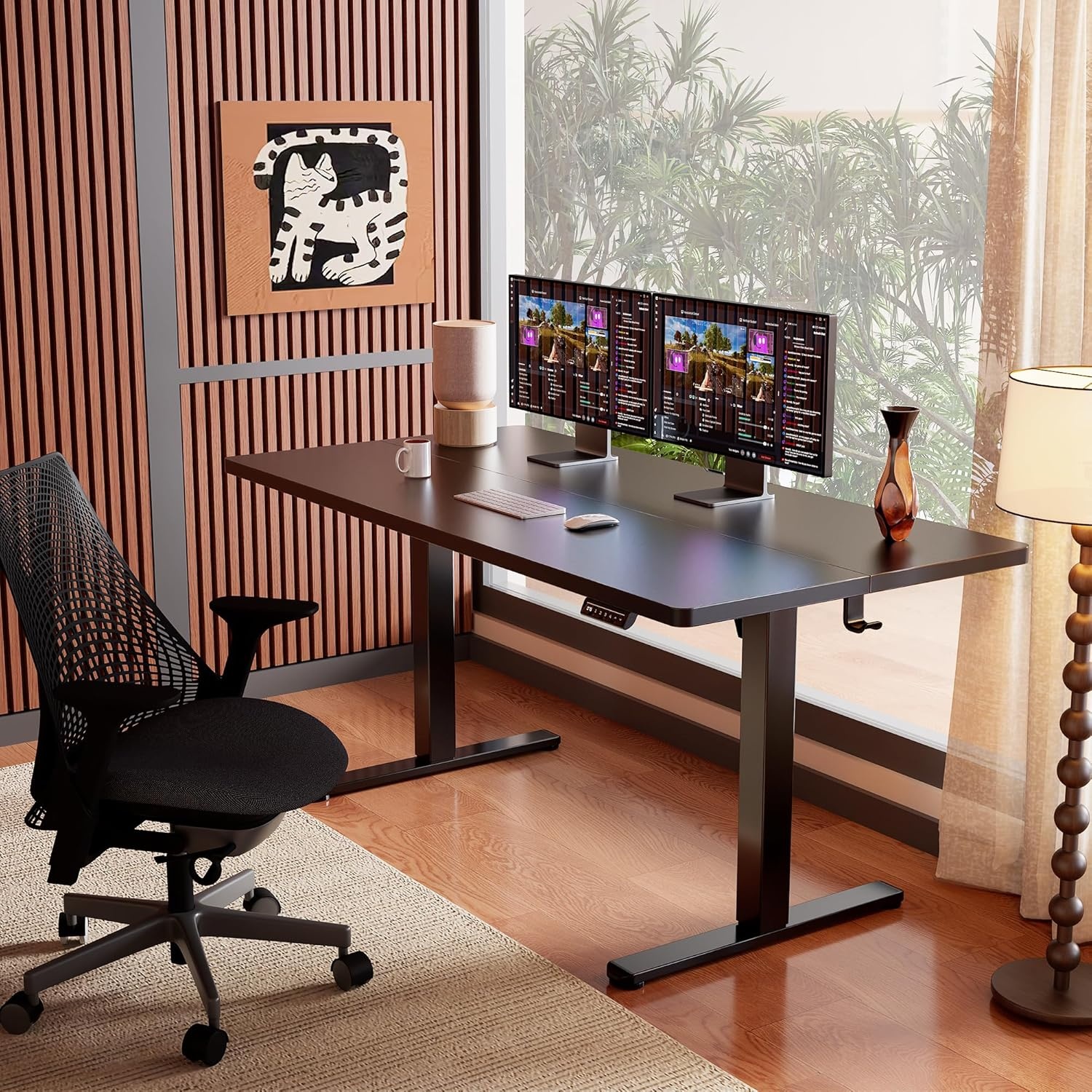 image:imageErgear Height Adjustable Electric Standing Desk 48x24 Inches Sit Stand up Memory Computer Home Office Desk NaturalEGESD5NBlack