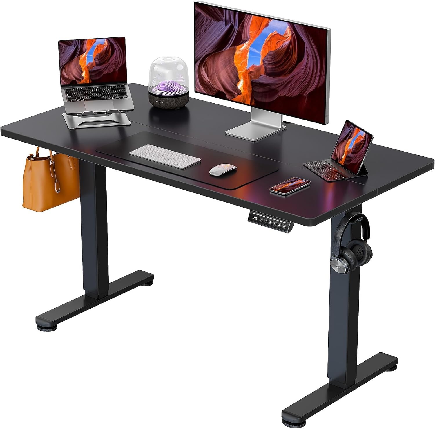image:imageErgear Height Adjustable Electric Standing Desk 48x24 Inches Sit Stand up Memory Computer Home Office Desk NaturalEGESD5NBlack