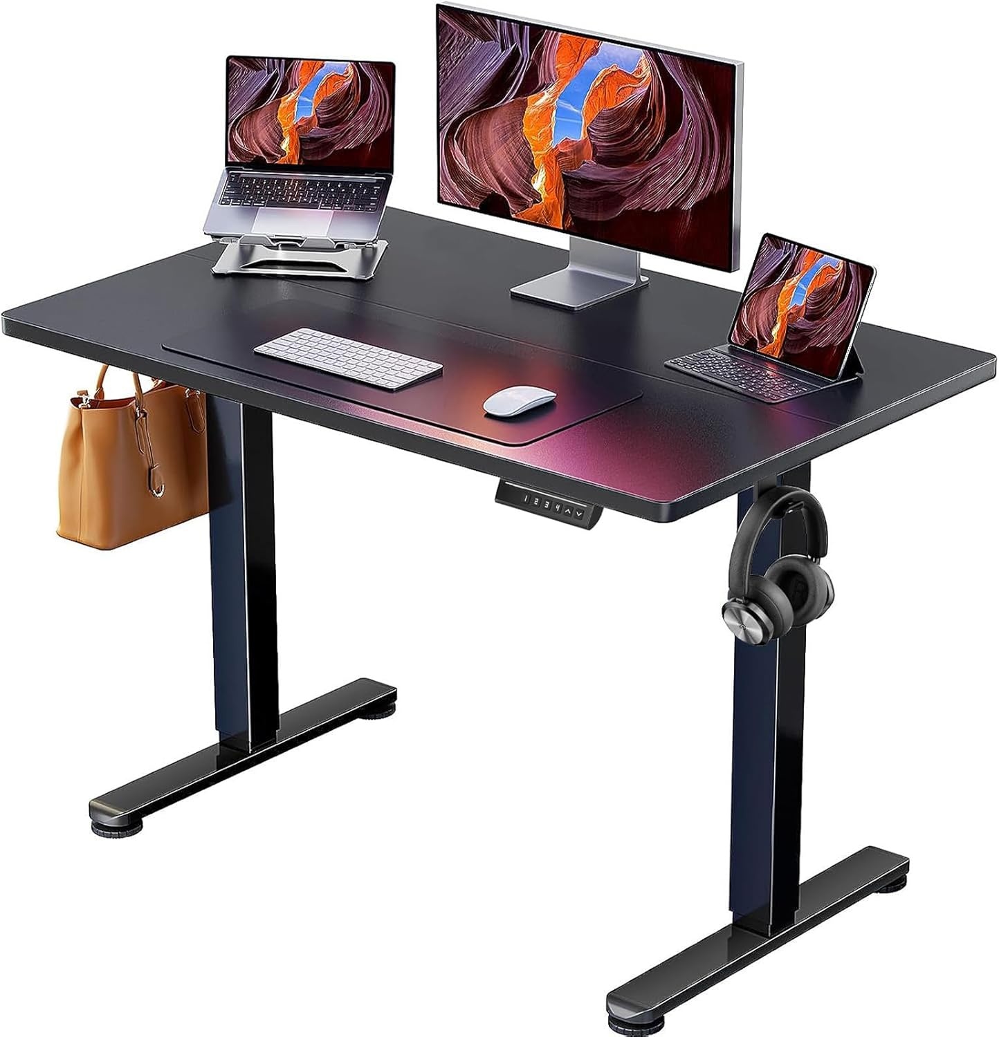 image:imageErgear Height Adjustable Electric Standing Desk 48x24 Inches Sit Stand up Memory Computer Home Office Desk NaturalEGESD5NBlack