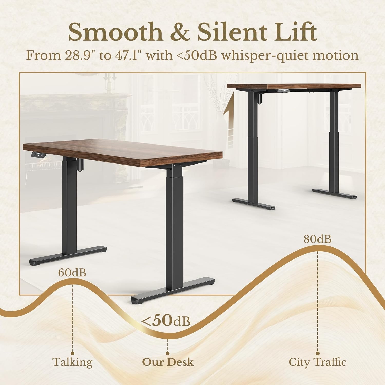 image:imageErgear Height Adjustable Electric Standing Desk 48x24 Inches Sit Stand up Memory Computer Home Office Desk NaturalEGESD5NBlack Walnut