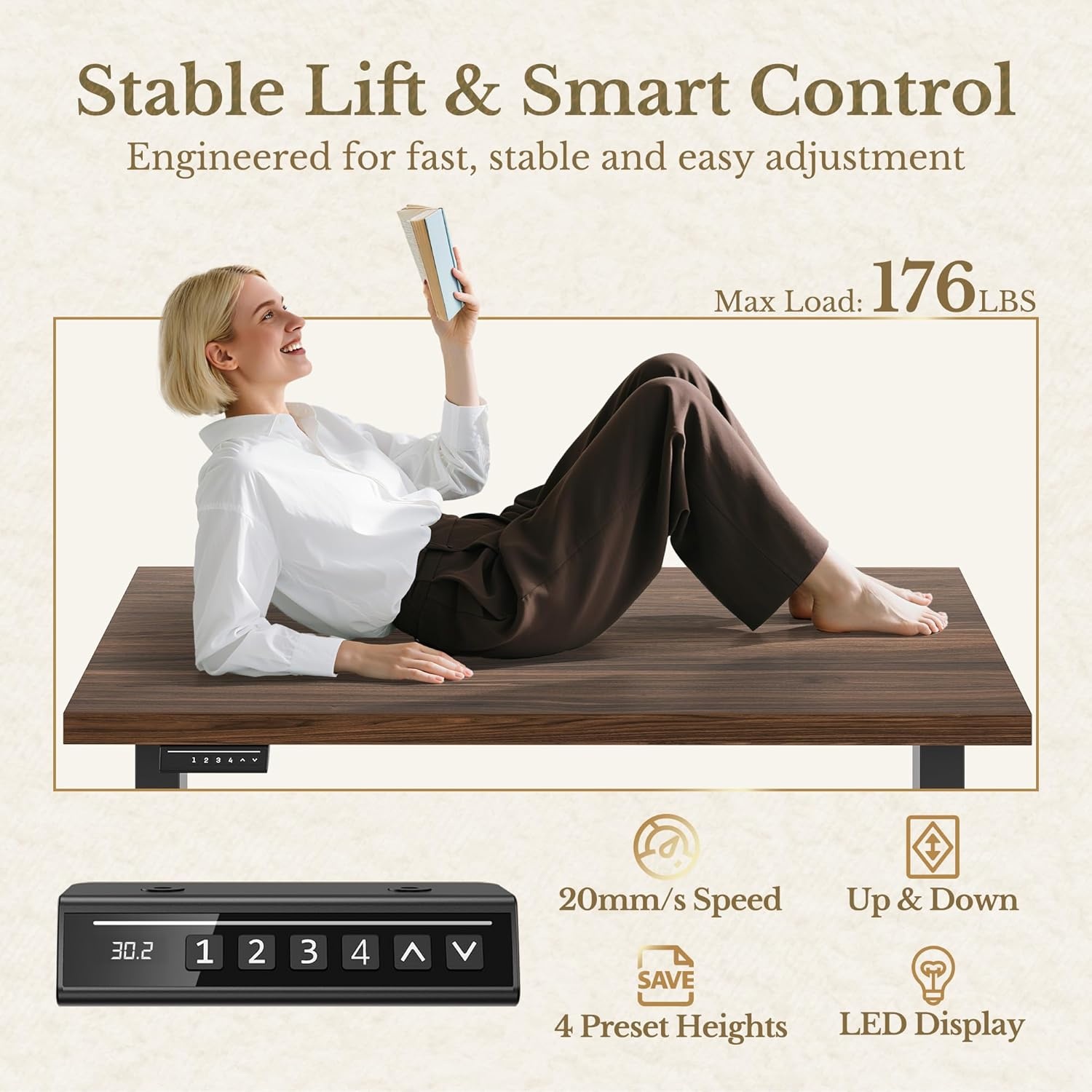image:imageErgear Height Adjustable Electric Standing Desk 48x24 Inches Sit Stand up Memory Computer Home Office Desk NaturalEGESD5NBlack Walnut