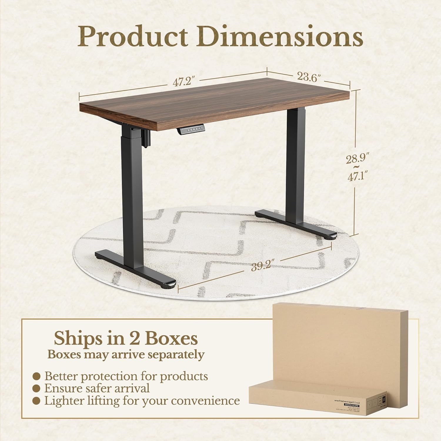 image:imageErgear Height Adjustable Electric Standing Desk 48x24 Inches Sit Stand up Memory Computer Home Office Desk NaturalEGESD5NBlack Walnut