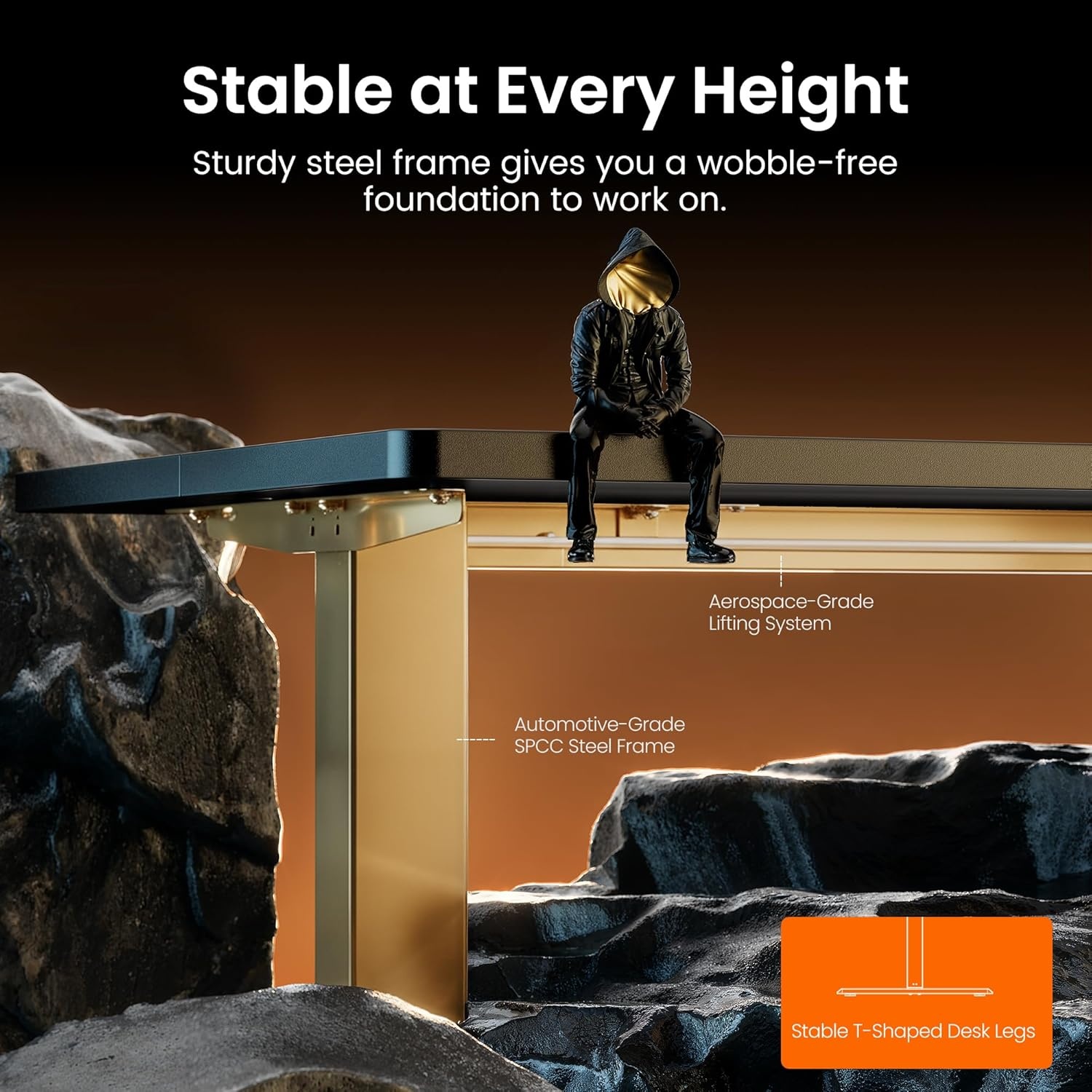 image:imageErgear Height Adjustable Electric Standing Desk 48x24 Inches Sit Stand up Memory Computer Home Office Desk NaturalEGESD5NBlackgold