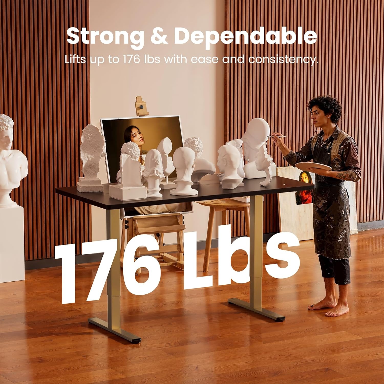 image:imageErgear Height Adjustable Electric Standing Desk 48x24 Inches Sit Stand up Memory Computer Home Office Desk NaturalEGESD5NBlackgold