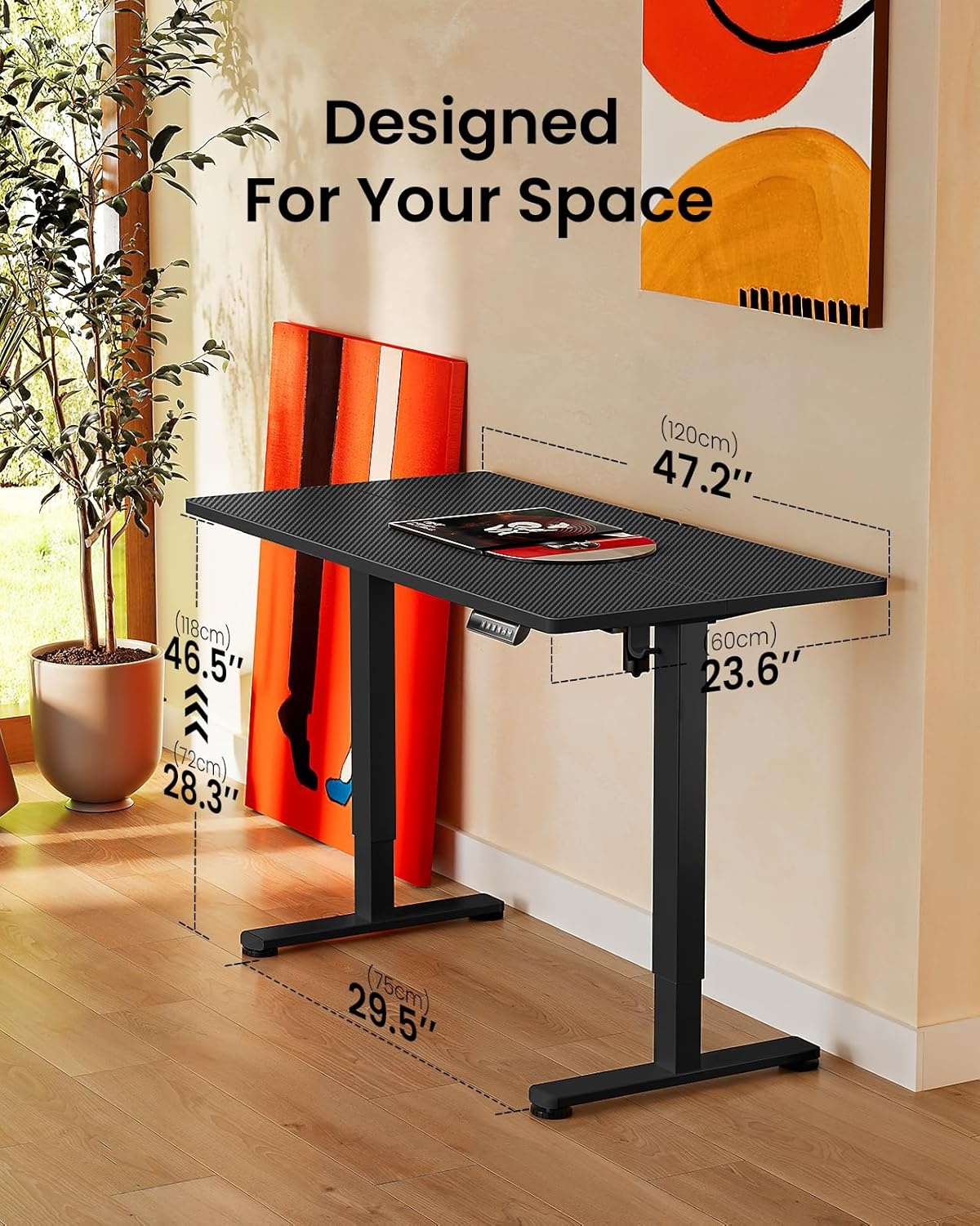 image:imageErgear Height Adjustable Electric Standing Desk 48x24 Inches Sit Stand up Memory Computer Home Office Desk NaturalEGESD5NCarbon Fiber Black