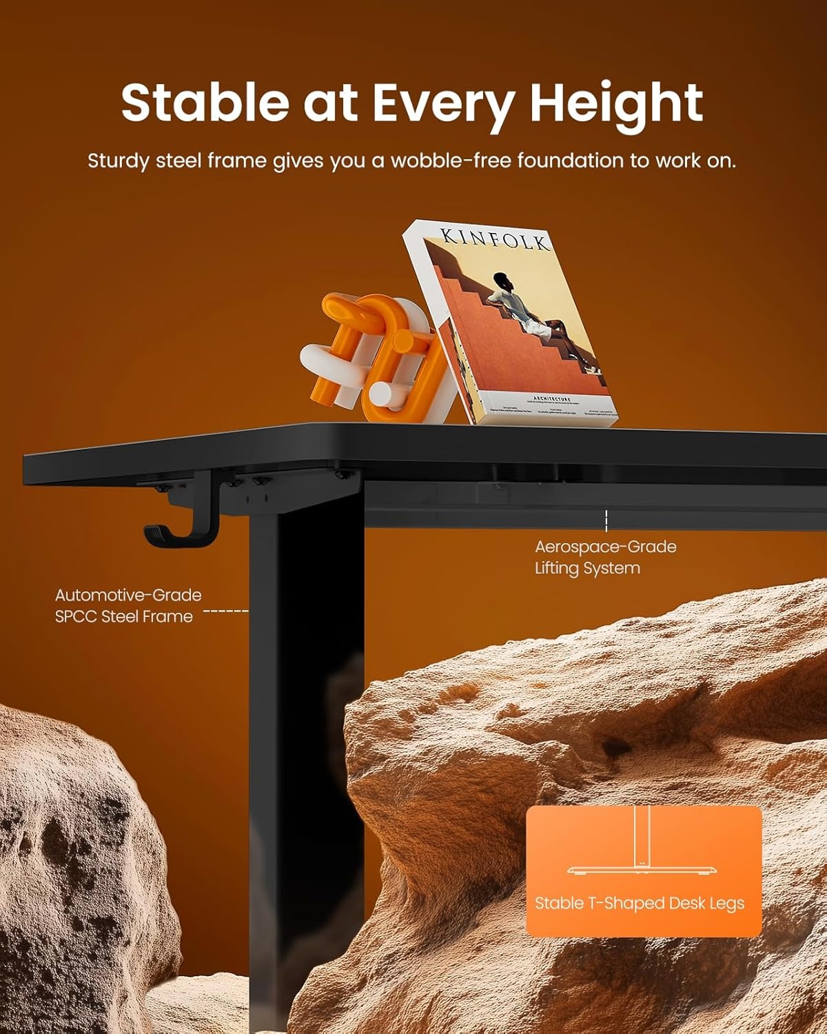 image:imageErgear Height Adjustable Electric Standing Desk 48x24 Inches Sit Stand up Memory Computer Home Office Desk NaturalEGESD5NCarbon Fiber Black