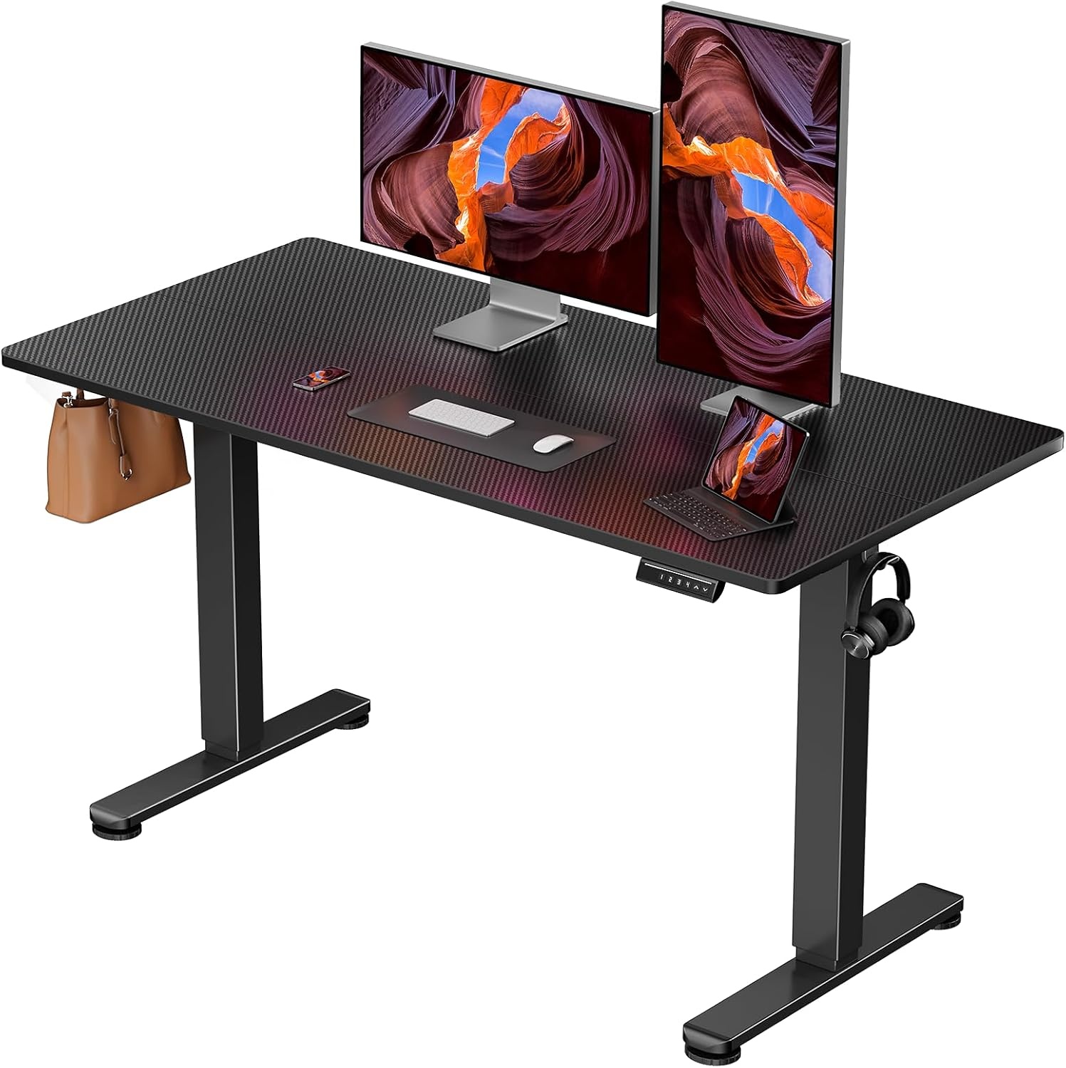image:imageErgear Height Adjustable Electric Standing Desk 48x24 Inches Sit Stand up Memory Computer Home Office Desk NaturalEGESD5NCarbon Fiber Black