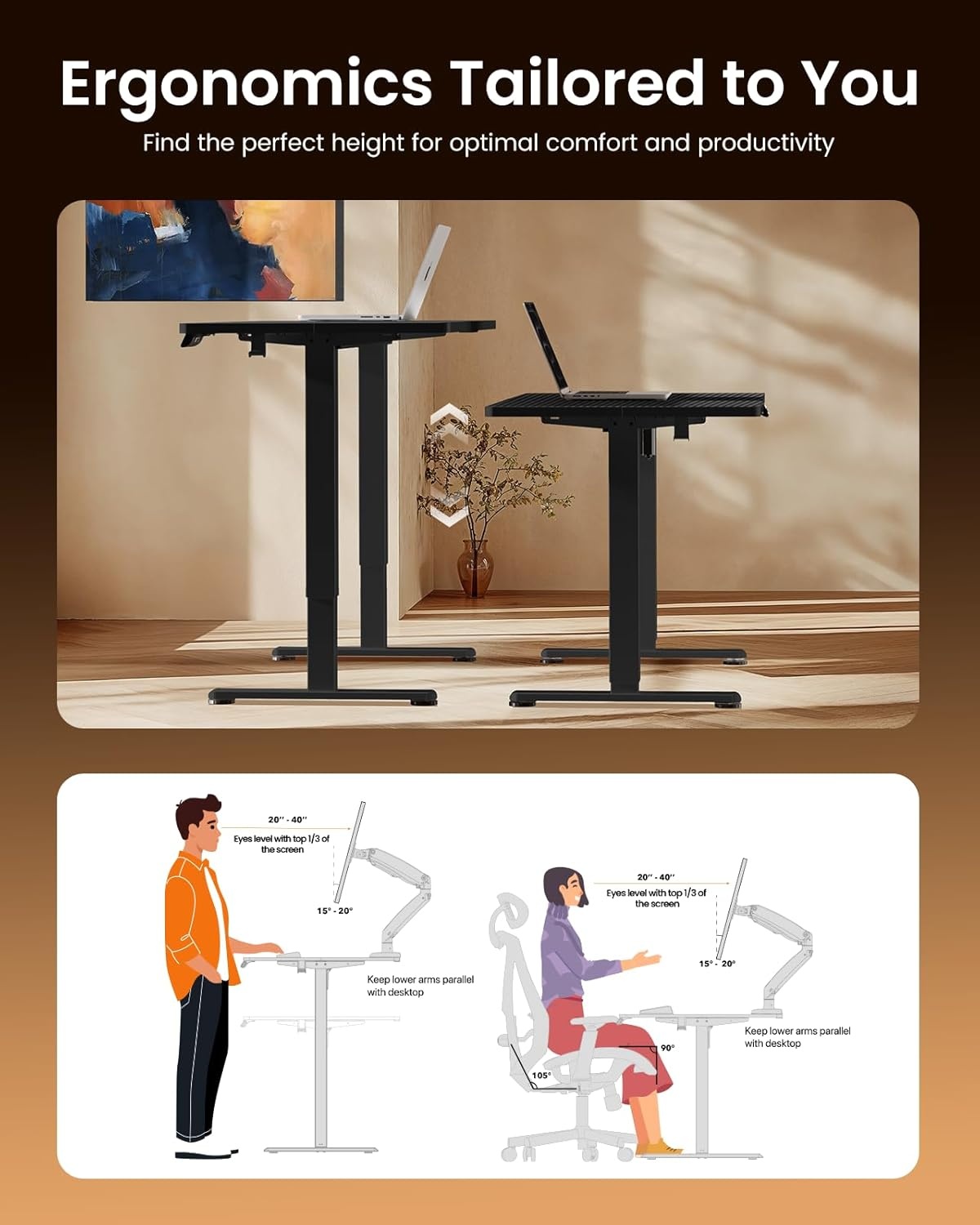 image:imageErgear Height Adjustable Electric Standing Desk 48x24 Inches Sit Stand up Memory Computer Home Office Desk NaturalEGESD5NCarbon Fiber Black