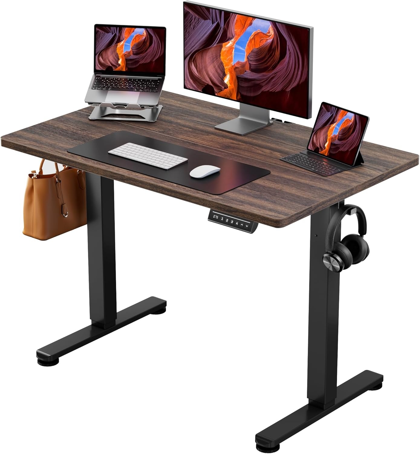 image:imageErgear Height Adjustable Electric Standing Desk 48x24 Inches Sit Stand up Memory Computer Home Office Desk NaturalEGESD5NDark Walnut