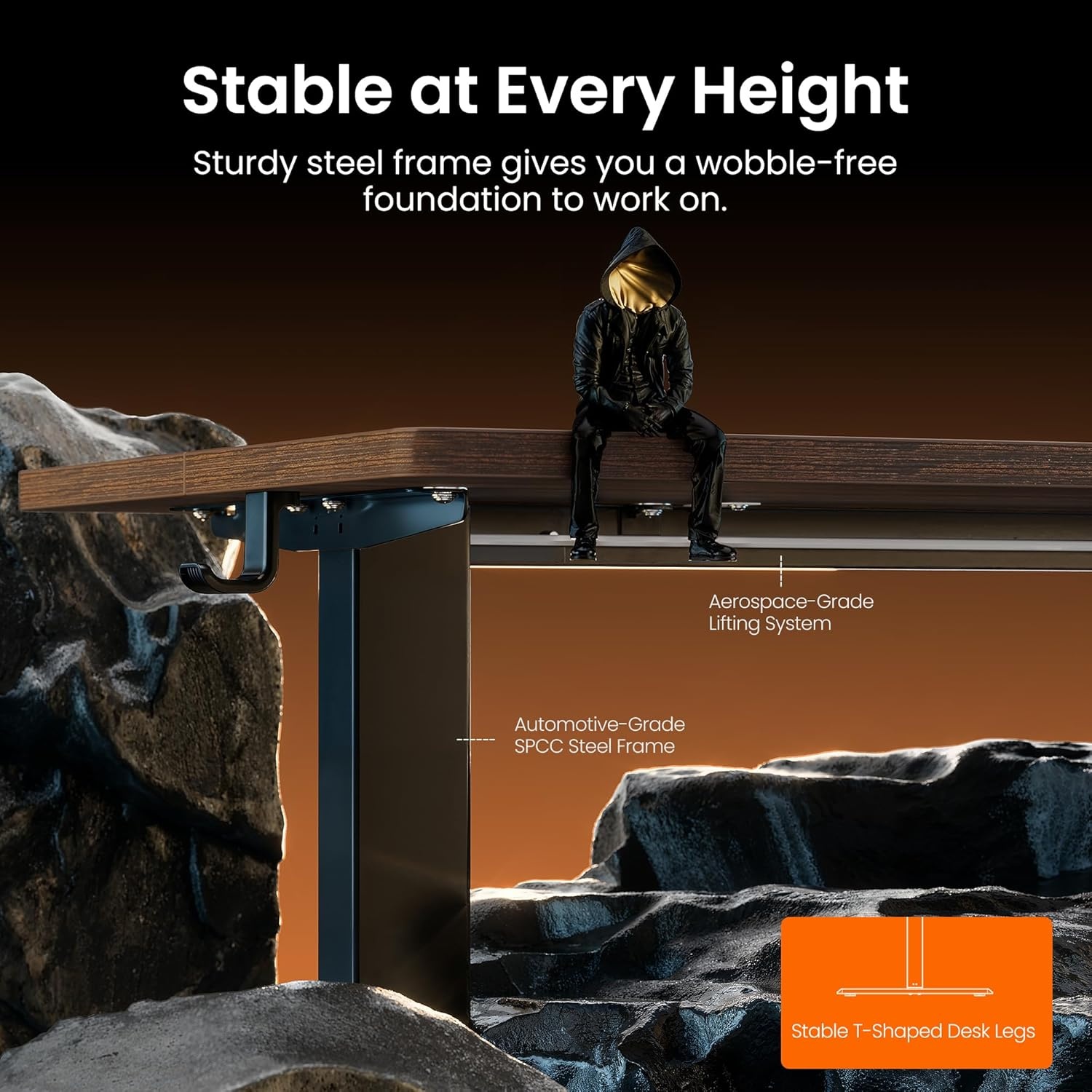 image:imageErgear Height Adjustable Electric Standing Desk 48x24 Inches Sit Stand up Memory Computer Home Office Desk NaturalEGESD5NDark Walnut