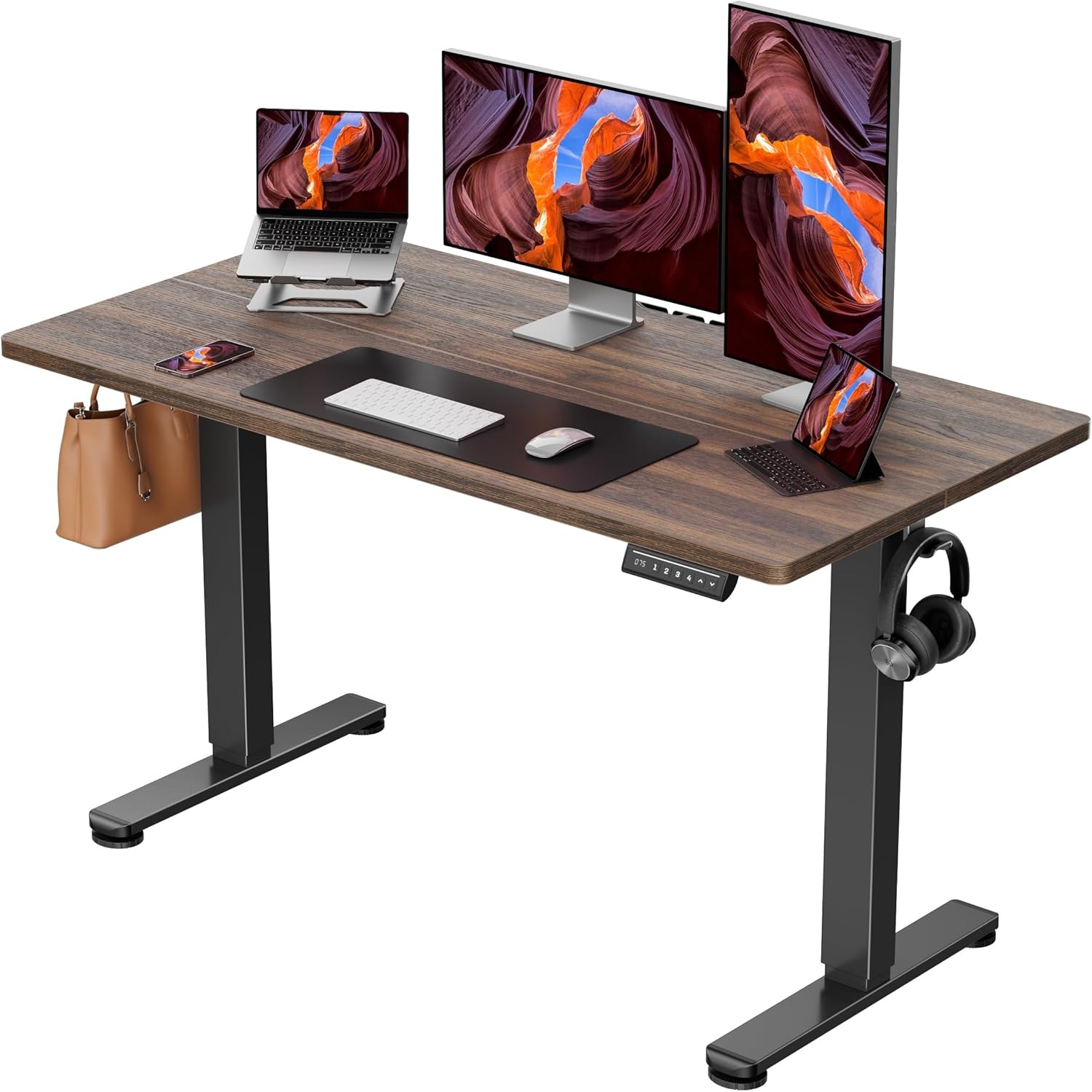 image:imageErgear Height Adjustable Electric Standing Desk 48x24 Inches Sit Stand up Memory Computer Home Office Desk NaturalEGESD5NDark Walnut