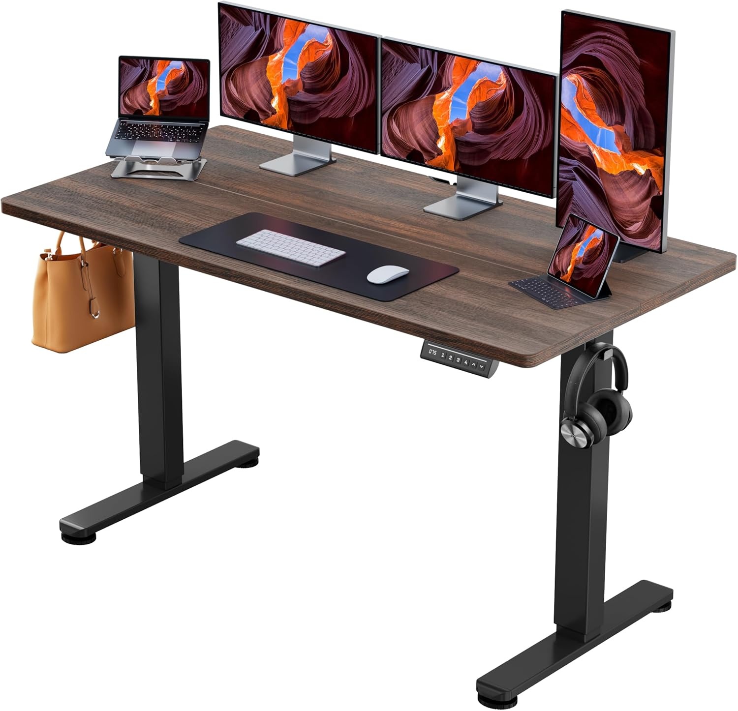 image:imageErgear Height Adjustable Electric Standing Desk 48x24 Inches Sit Stand up Memory Computer Home Office Desk NaturalEGESD5NDark Walnut