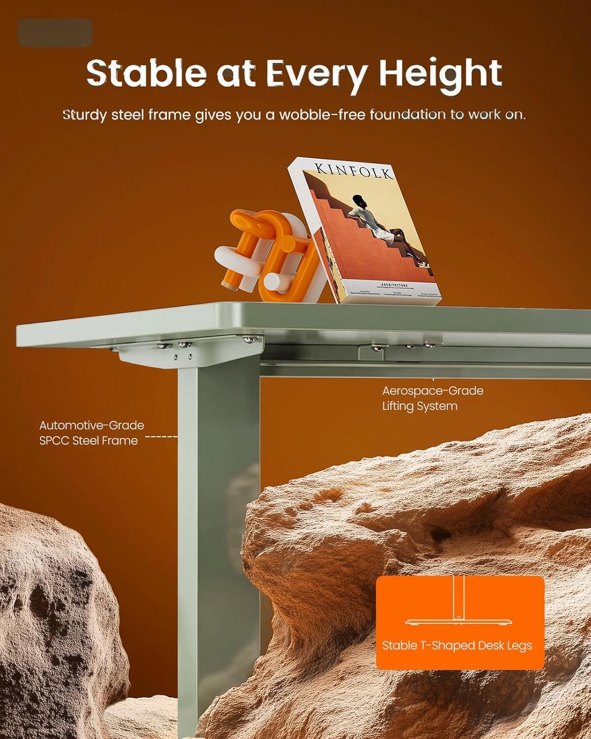 image:imageErgear Height Adjustable Electric Standing Desk 48x24 Inches Sit Stand up Memory Computer Home Office Desk NaturalEGESD5NGreen