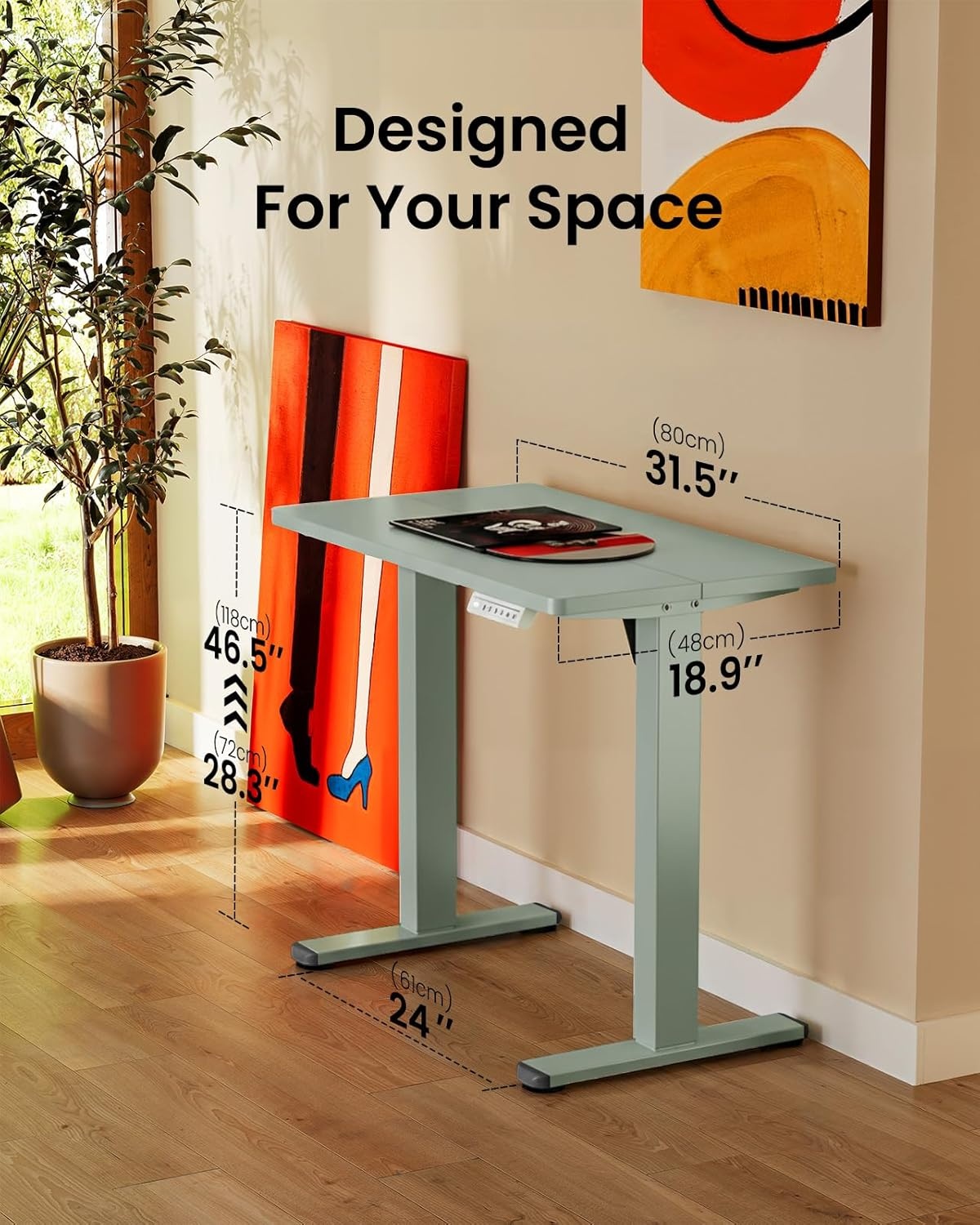 image:imageErgear Height Adjustable Electric Standing Desk 48x24 Inches Sit Stand up Memory Computer Home Office Desk NaturalEGESD5NGreen