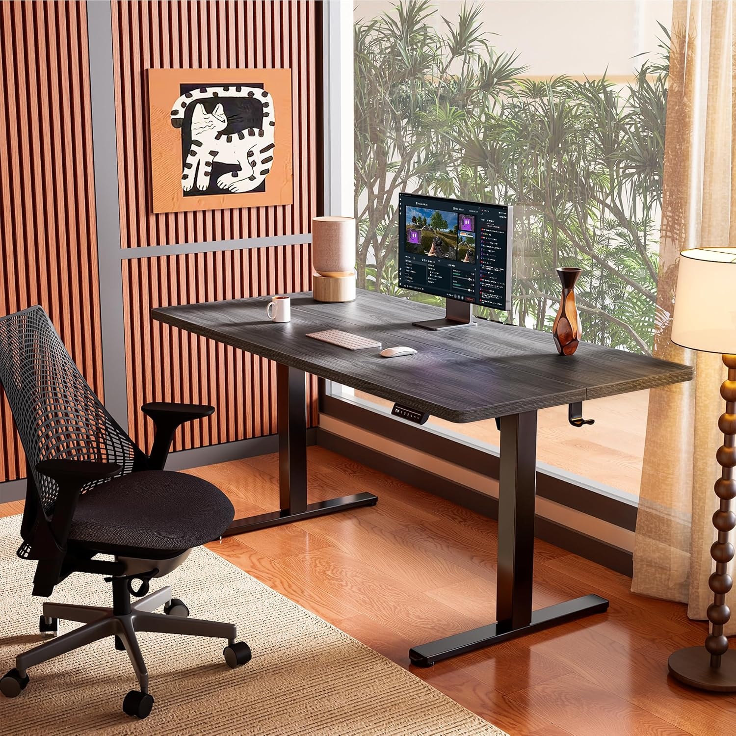 image:imageErgear Height Adjustable Electric Standing Desk 48x24 Inches Sit Stand up Memory Computer Home Office Desk NaturalEGESD5NGrey