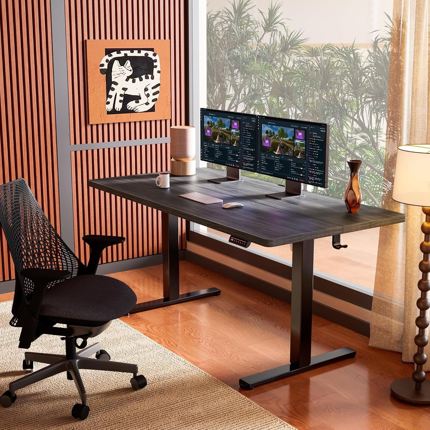 image:imageErgear Height Adjustable Electric Standing Desk 48x24 Inches Sit Stand up Memory Computer Home Office Desk NaturalEGESD5NGrey