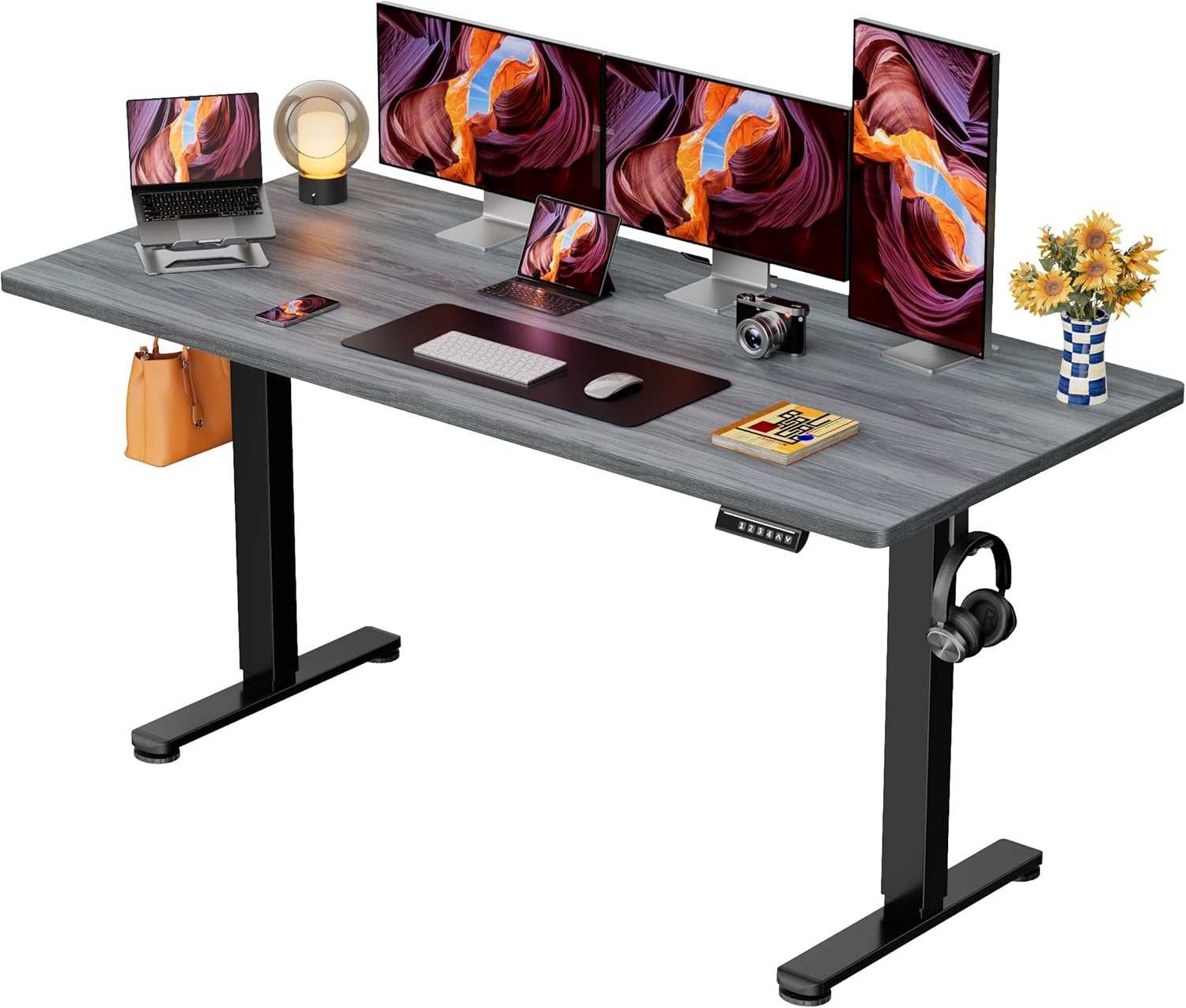 image:imageErgear Height Adjustable Electric Standing Desk 48x24 Inches Sit Stand up Memory Computer Home Office Desk NaturalEGESD5NGrey