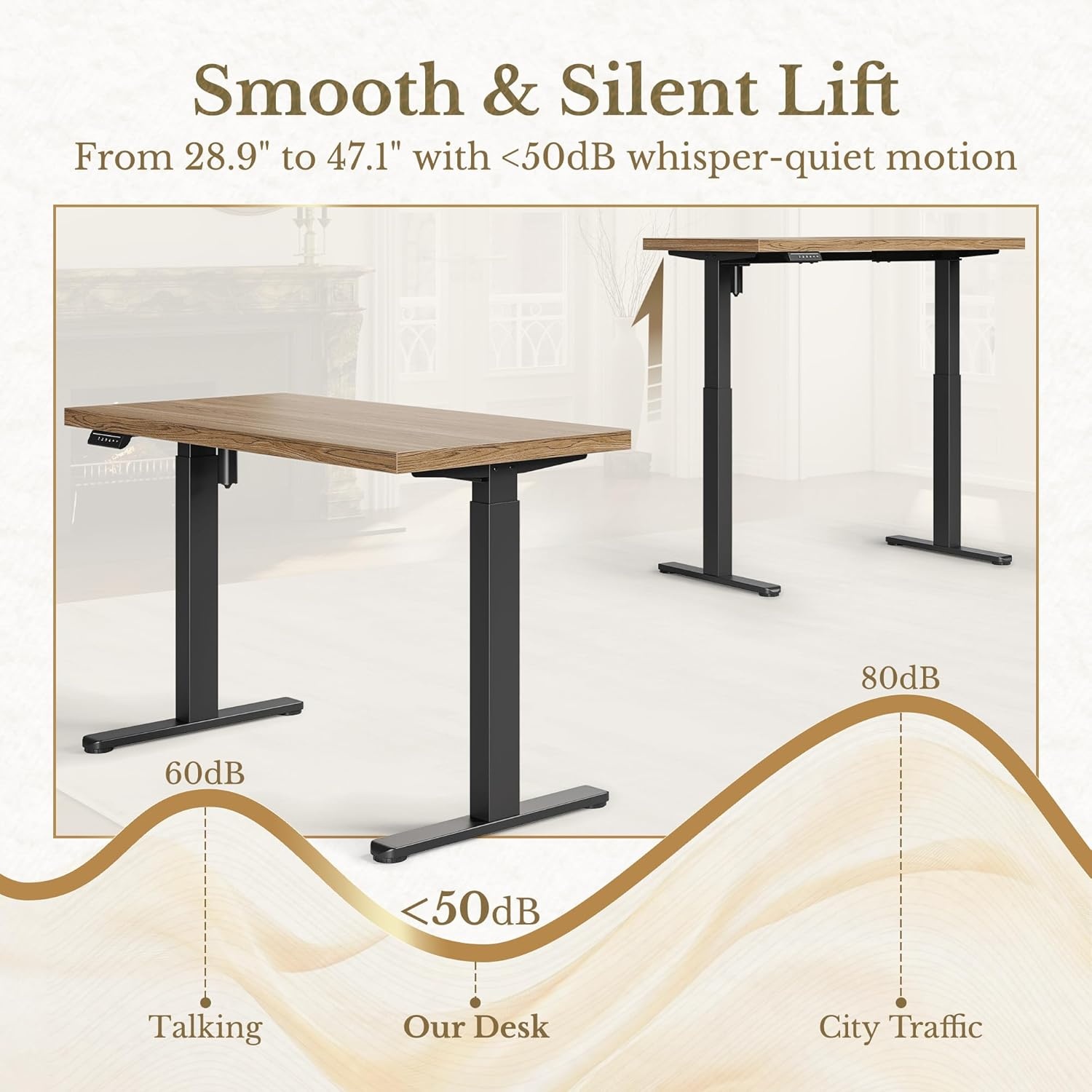 image:imageErgear Height Adjustable Electric Standing Desk 48x24 Inches Sit Stand up Memory Computer Home Office Desk NaturalEGESD5NLight Oak