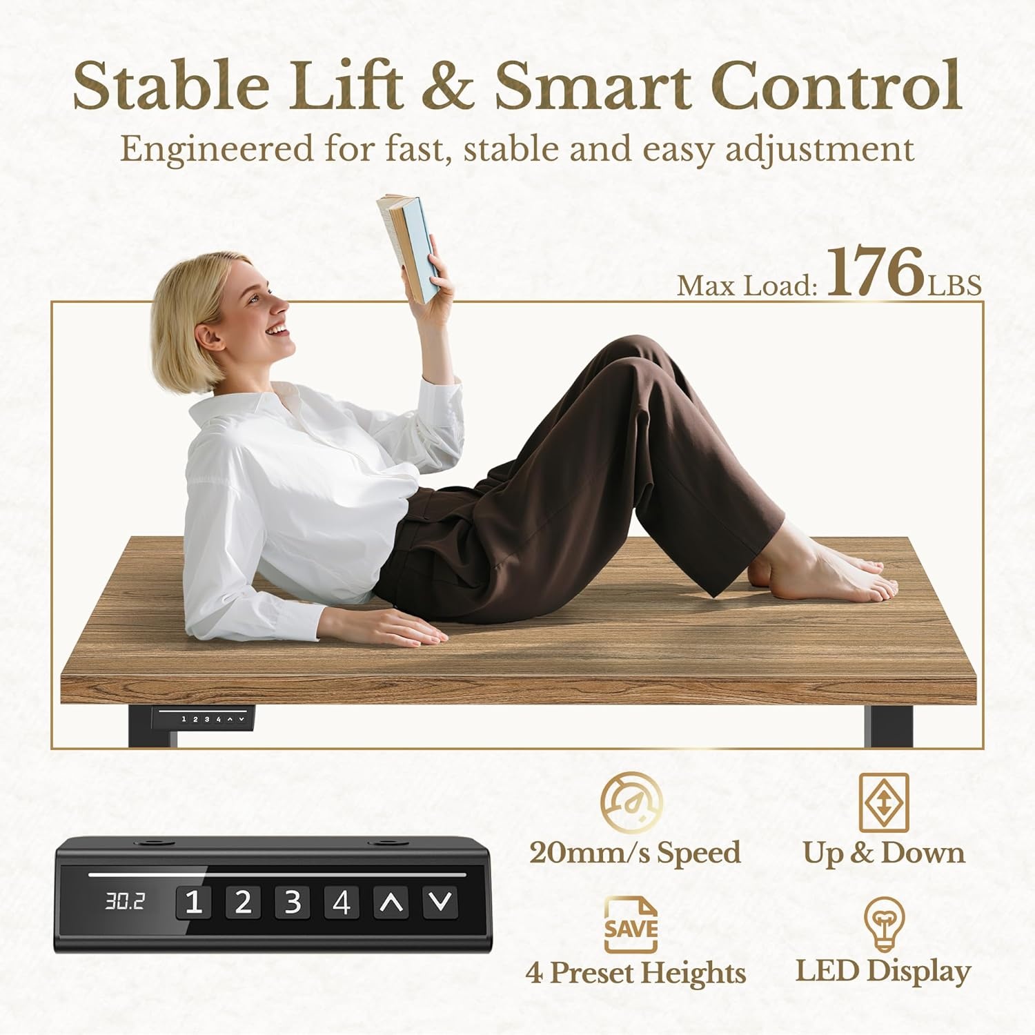 image:imageErgear Height Adjustable Electric Standing Desk 48x24 Inches Sit Stand up Memory Computer Home Office Desk NaturalEGESD5NLight Oak