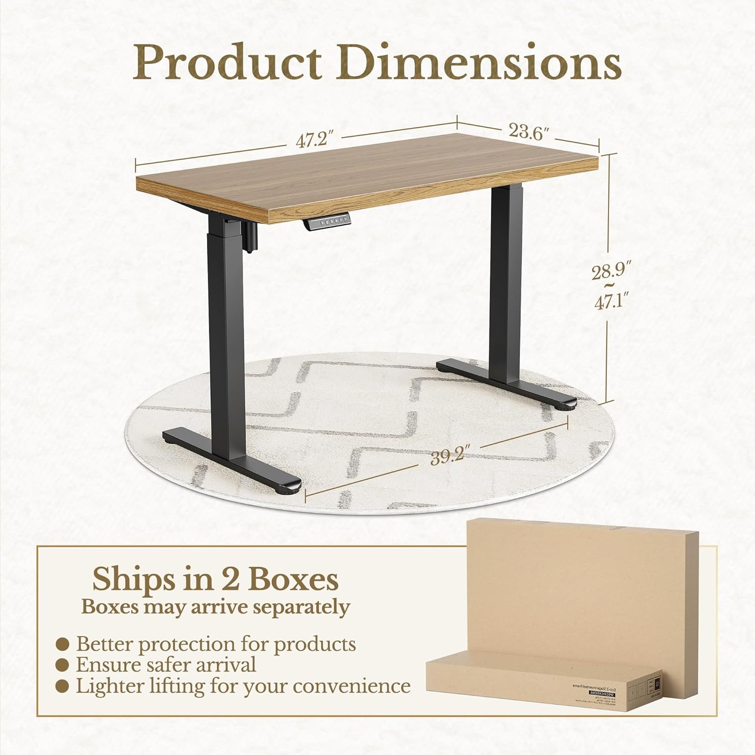 image:imageErgear Height Adjustable Electric Standing Desk 48x24 Inches Sit Stand up Memory Computer Home Office Desk NaturalEGESD5NLight Oak