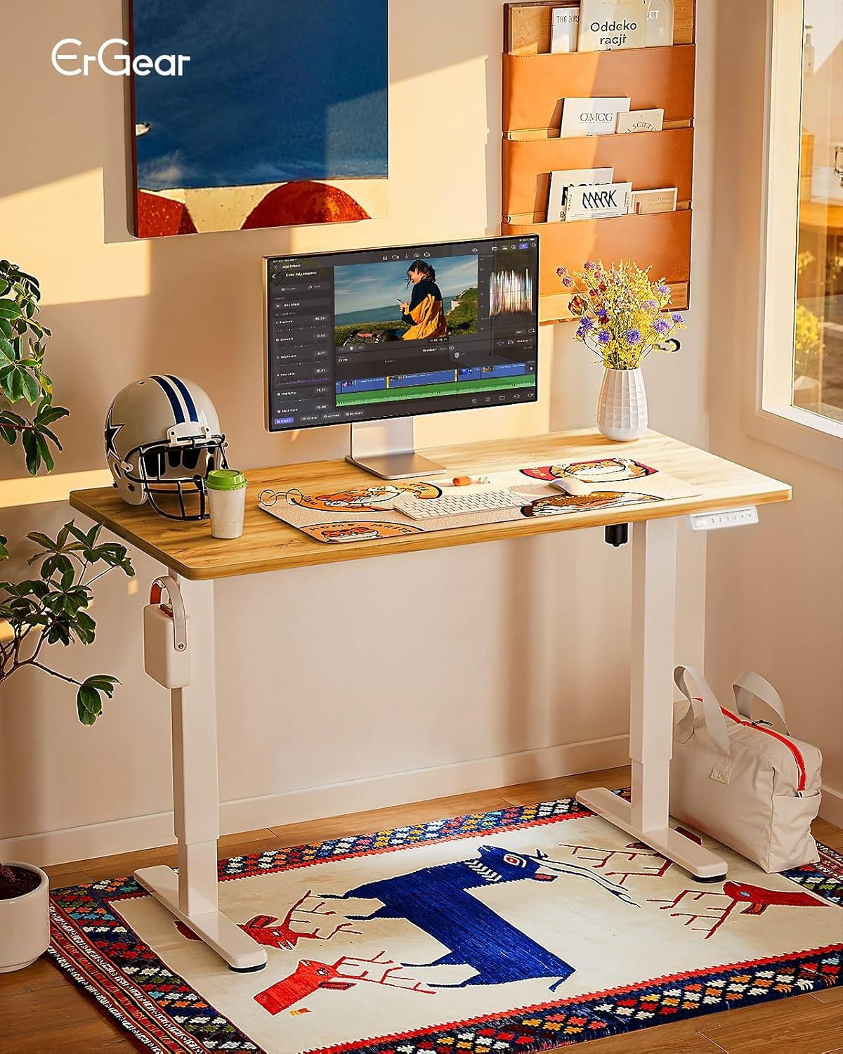 image:imageErgear Height Adjustable Electric Standing Desk 48x24 Inches Sit Stand up Memory Computer Home Office Desk NaturalEGESD5NLight Vintage Brown