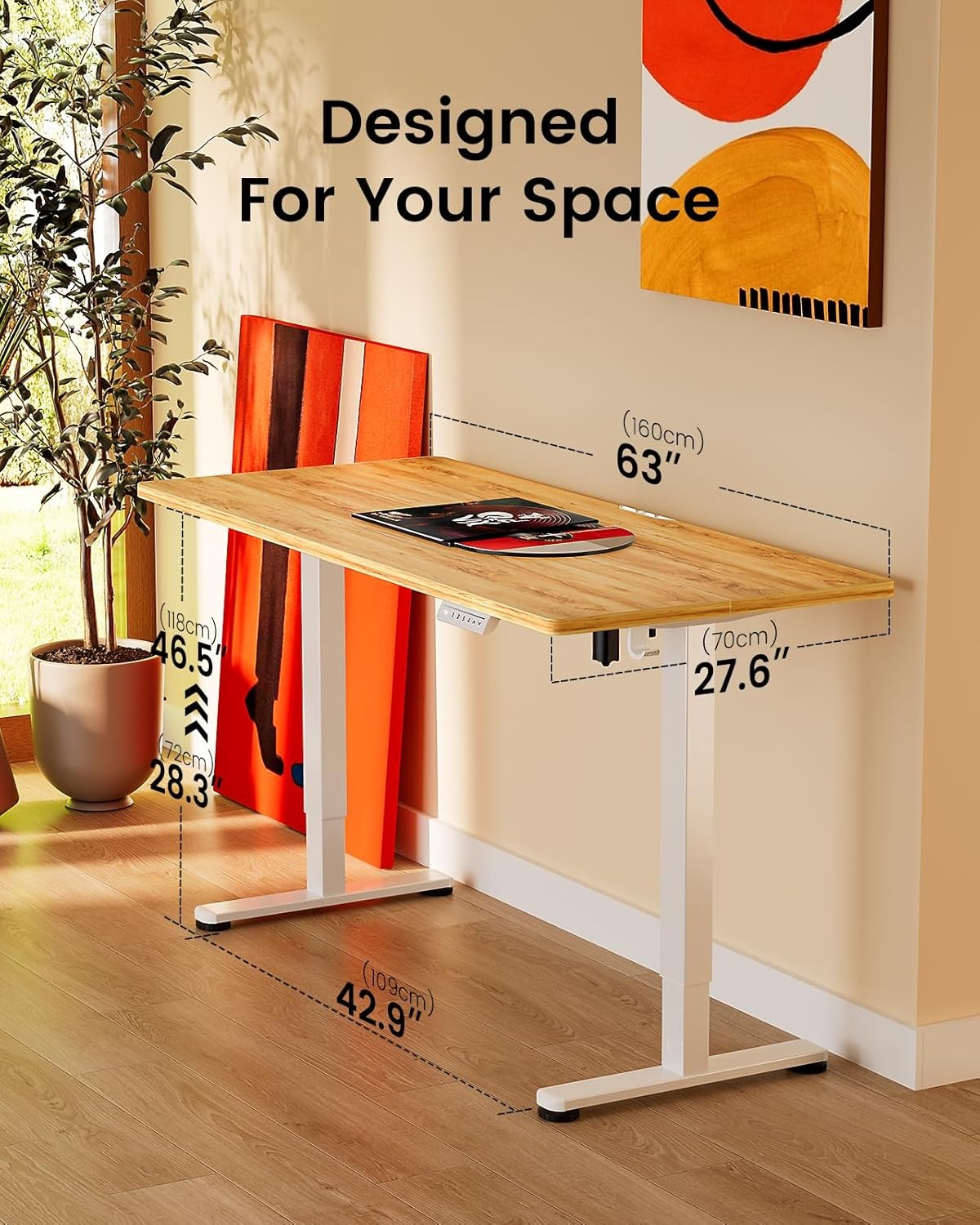 image:imageErgear Height Adjustable Electric Standing Desk 48x24 Inches Sit Stand up Memory Computer Home Office Desk NaturalEGESD5NLight Vintage Brown