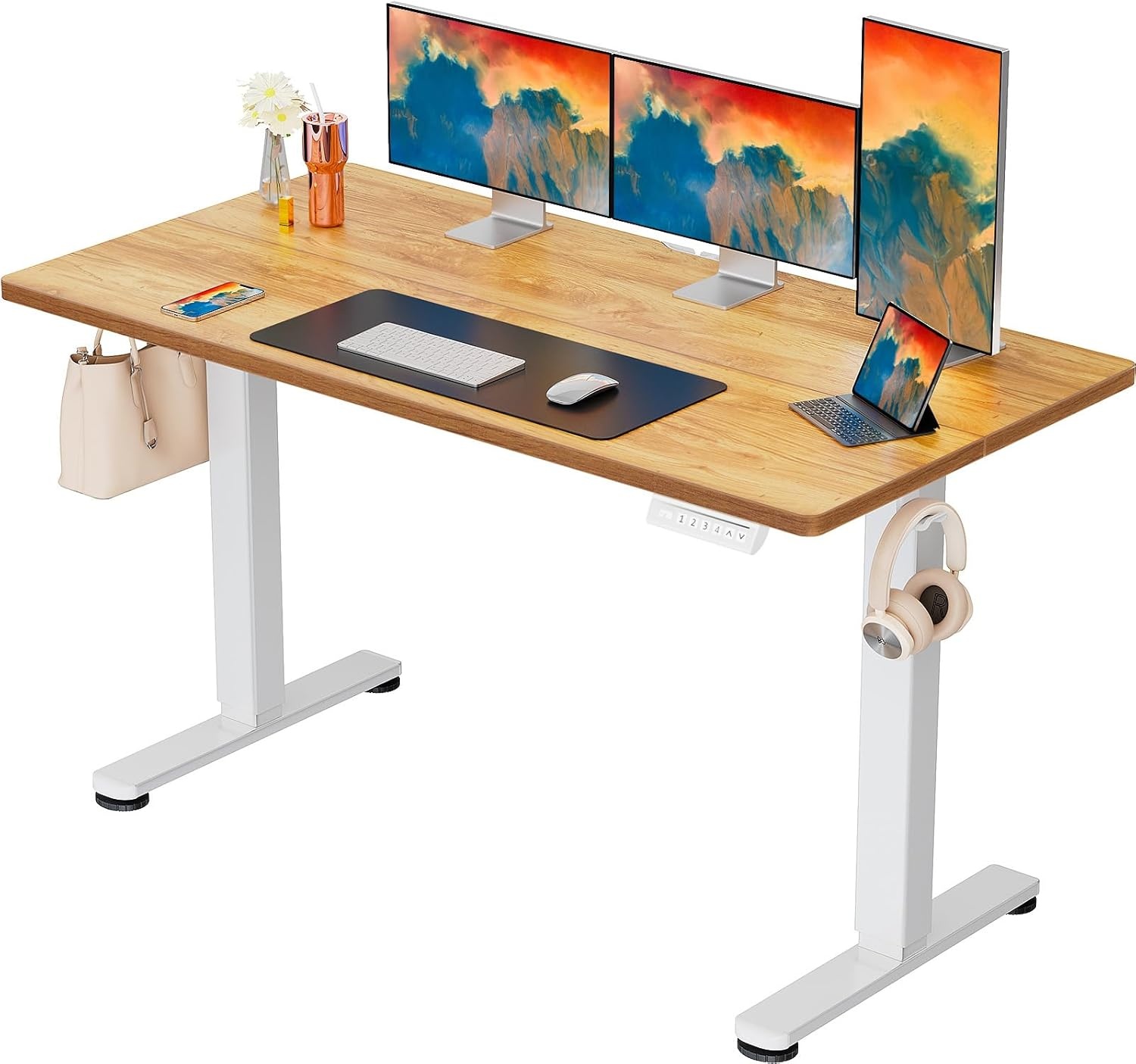 image:imageErgear Height Adjustable Electric Standing Desk 48x24 Inches Sit Stand up Memory Computer Home Office Desk NaturalEGESD5NLight Vintage Brown