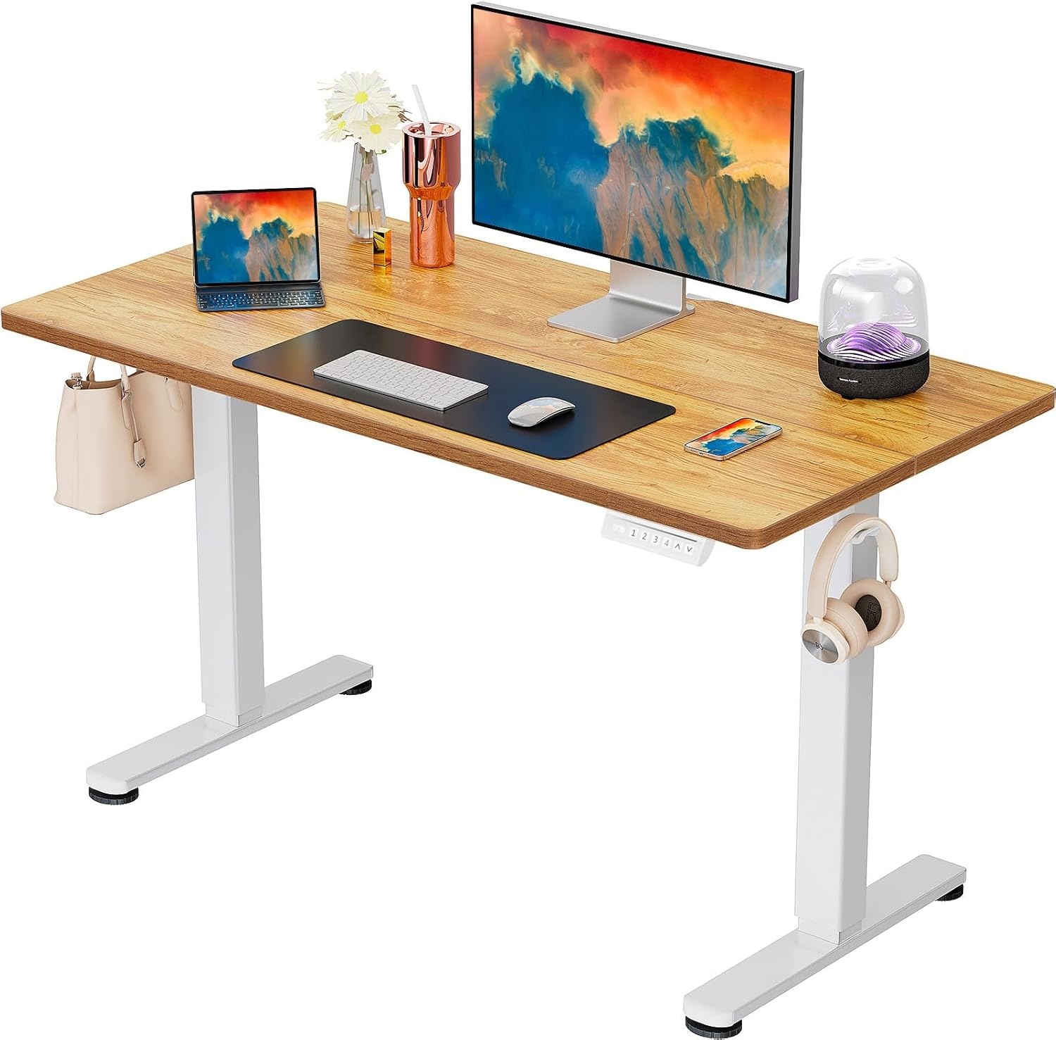 image:imageErgear Height Adjustable Electric Standing Desk 48x24 Inches Sit Stand up Memory Computer Home Office Desk NaturalEGESD5NLight Vintage Brown