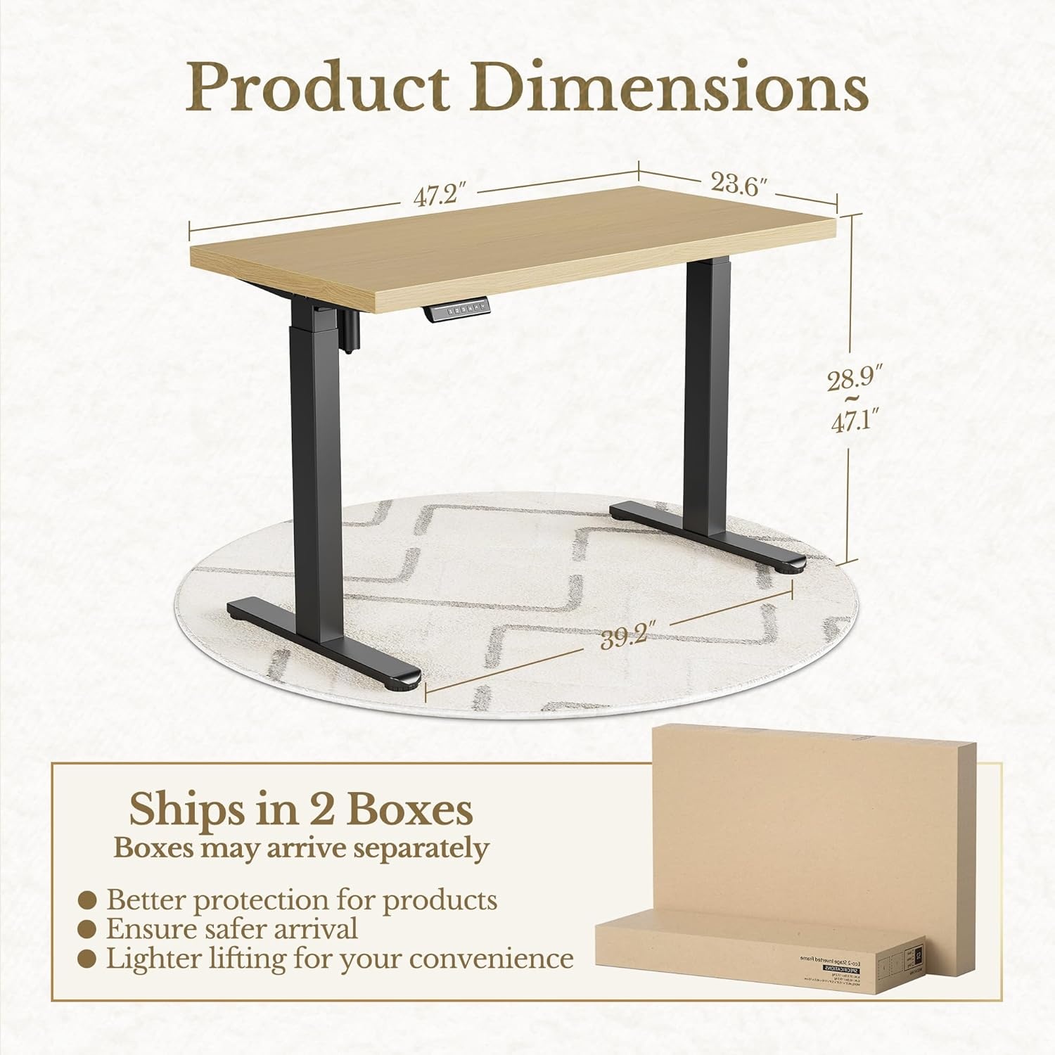 image:imageErgear Height Adjustable Electric Standing Desk 48x24 Inches Sit Stand up Memory Computer Home Office Desk NaturalEGESD5NLight Walnut