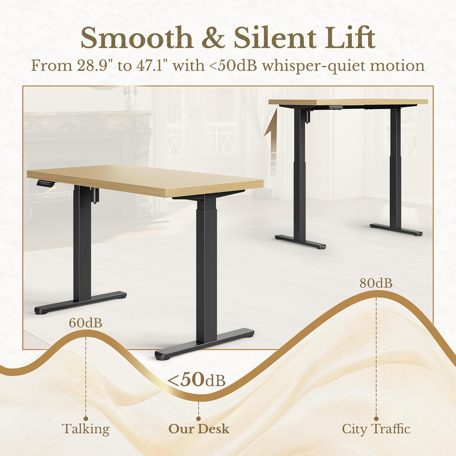 image:imageErgear Height Adjustable Electric Standing Desk 48x24 Inches Sit Stand up Memory Computer Home Office Desk NaturalEGESD5NLight Walnut