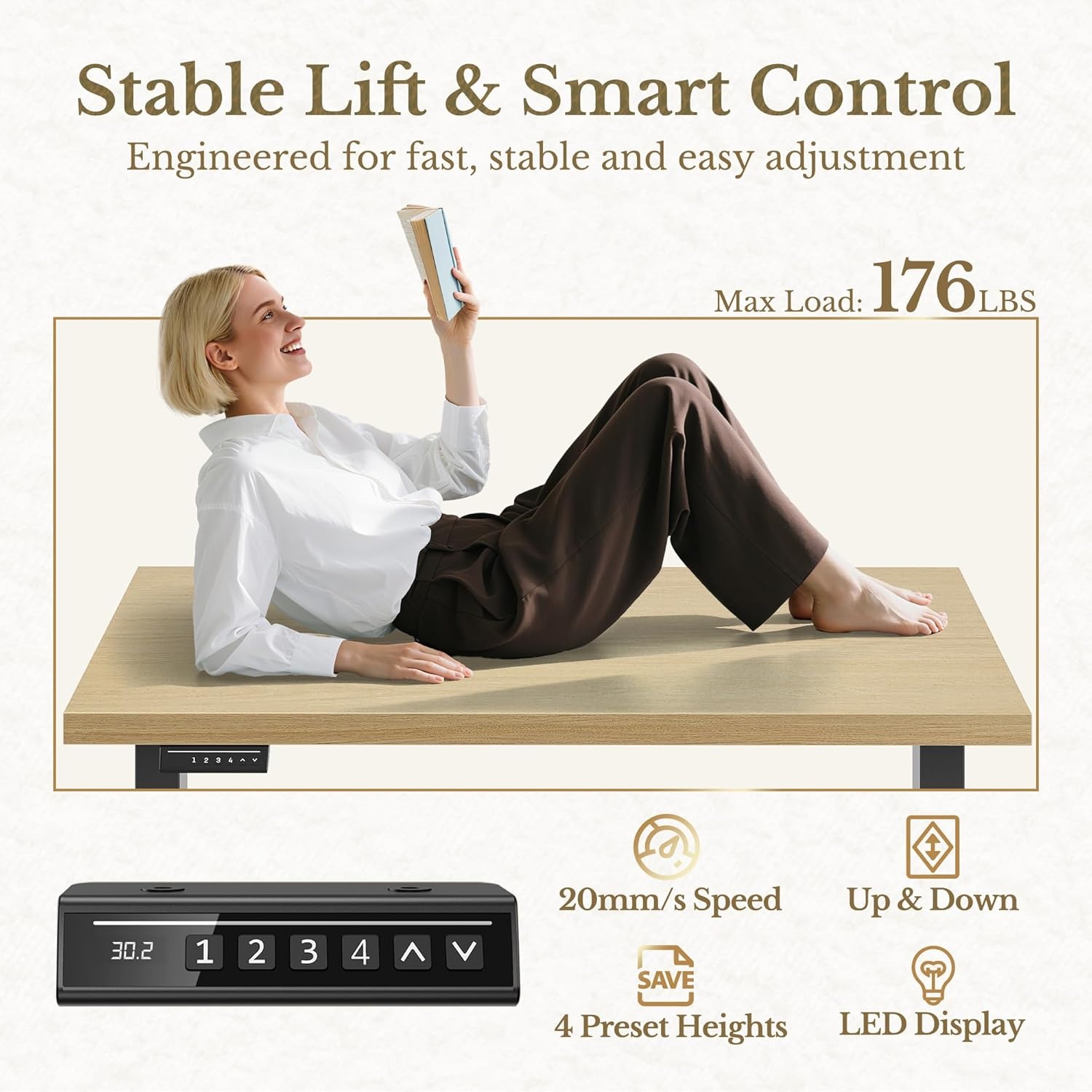 image:imageErgear Height Adjustable Electric Standing Desk 48x24 Inches Sit Stand up Memory Computer Home Office Desk NaturalEGESD5NLight Walnut