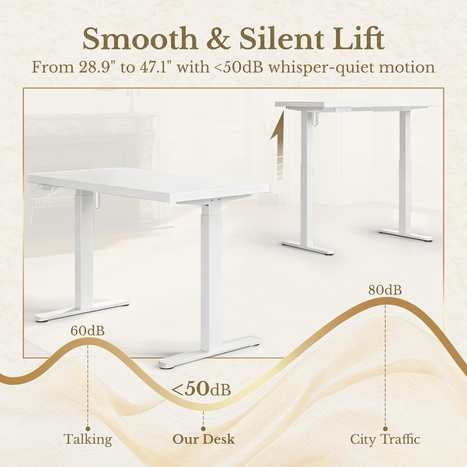 image:imageErgear Height Adjustable Electric Standing Desk 48x24 Inches Sit Stand up Memory Computer Home Office Desk NaturalEGESD5NLvory White
