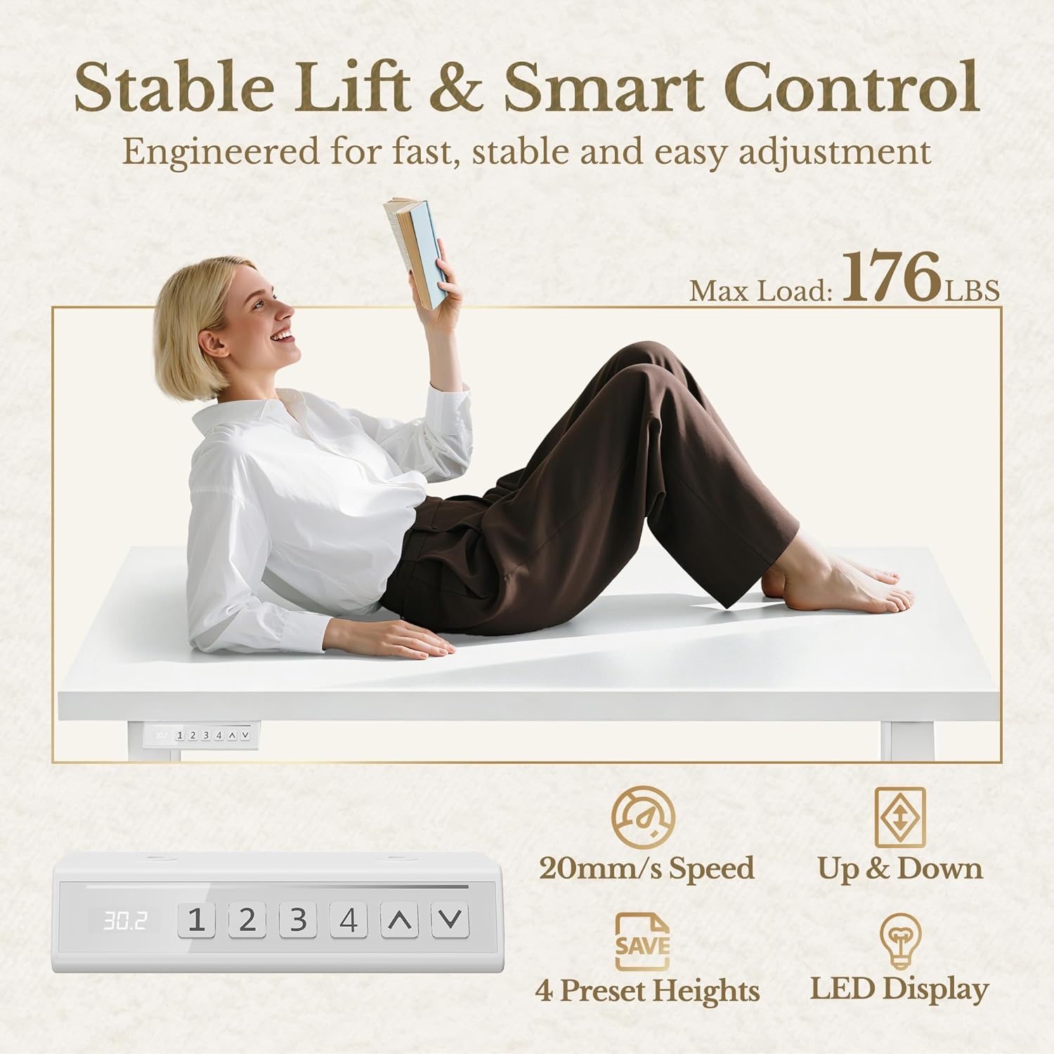 image:imageErgear Height Adjustable Electric Standing Desk 48x24 Inches Sit Stand up Memory Computer Home Office Desk NaturalEGESD5NLvory White