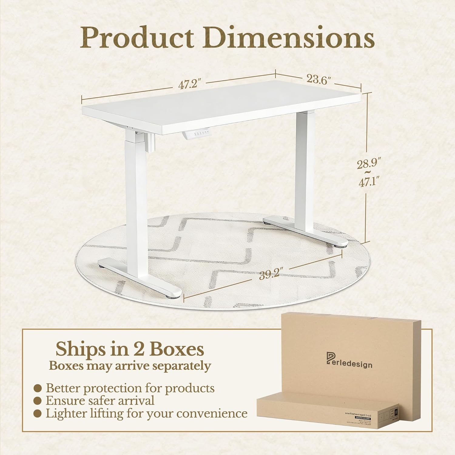 image:imageErgear Height Adjustable Electric Standing Desk 48x24 Inches Sit Stand up Memory Computer Home Office Desk NaturalEGESD5NLvory White