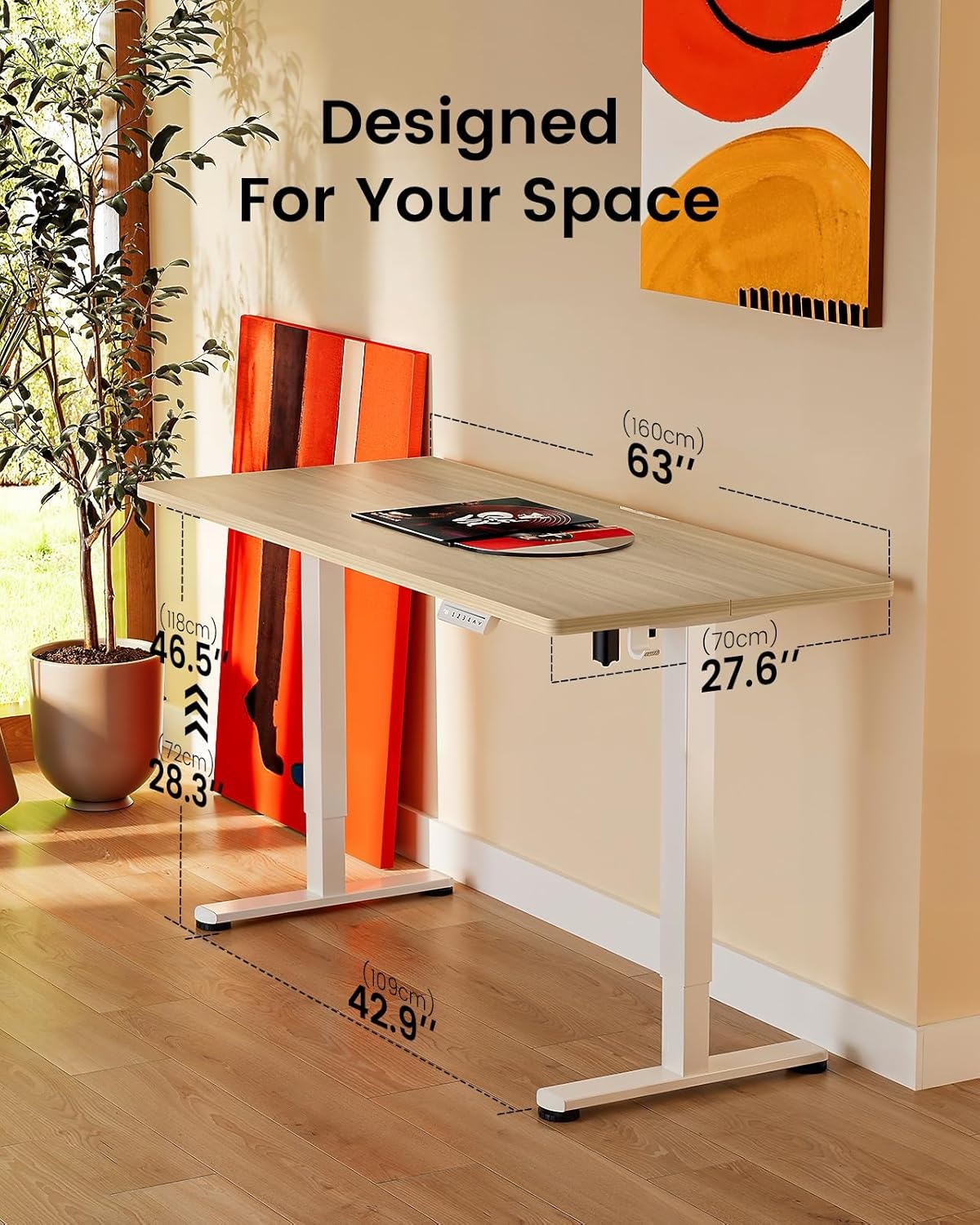image:imageErgear Height Adjustable Electric Standing Desk 48x24 Inches Sit Stand up Memory Computer Home Office Desk NaturalEGESD5NNatural