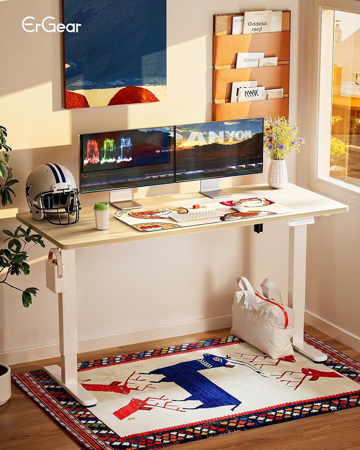 image:imageErgear Height Adjustable Electric Standing Desk 48x24 Inches Sit Stand up Memory Computer Home Office Desk NaturalEGESD5NNatural
