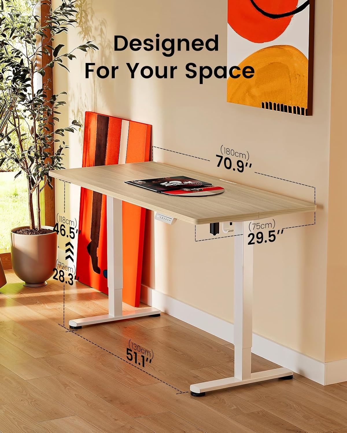 image:imageErgear Height Adjustable Electric Standing Desk 48x24 Inches Sit Stand up Memory Computer Home Office Desk NaturalEGESD5NNatural