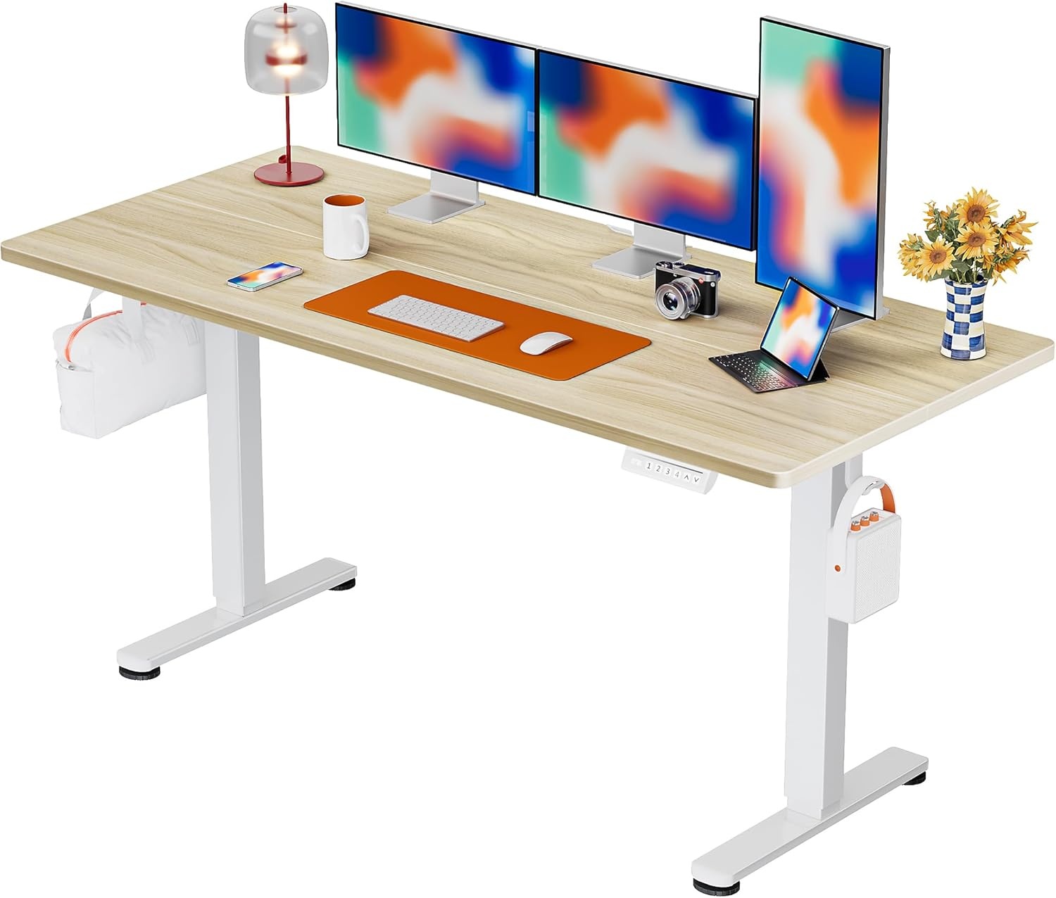 image:imageErgear Height Adjustable Electric Standing Desk 48x24 Inches Sit Stand up Memory Computer Home Office Desk NaturalEGESD5NNatural