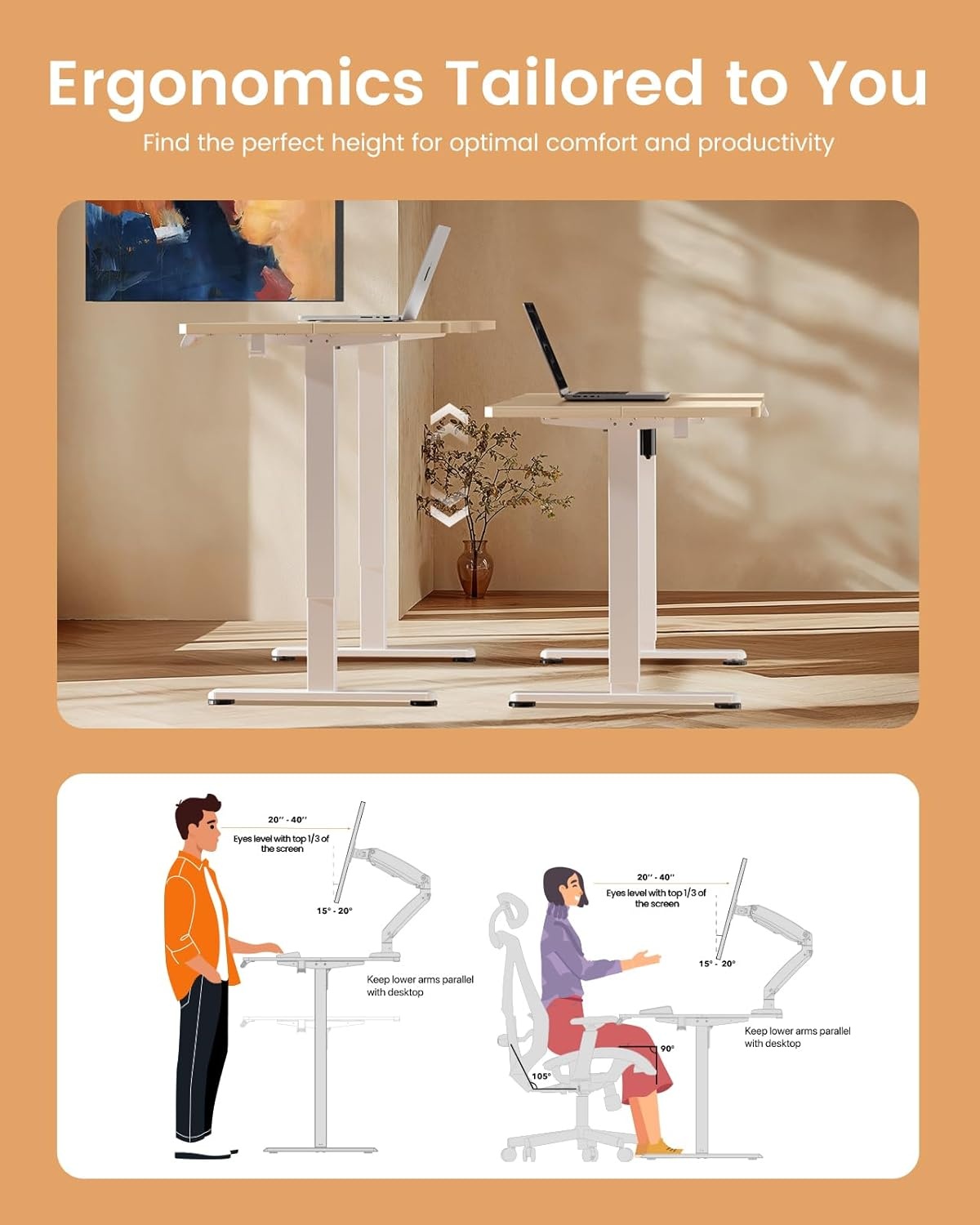 image:imageErgear Height Adjustable Electric Standing Desk 48x24 Inches Sit Stand up Memory Computer Home Office Desk NaturalEGESD5NNatural