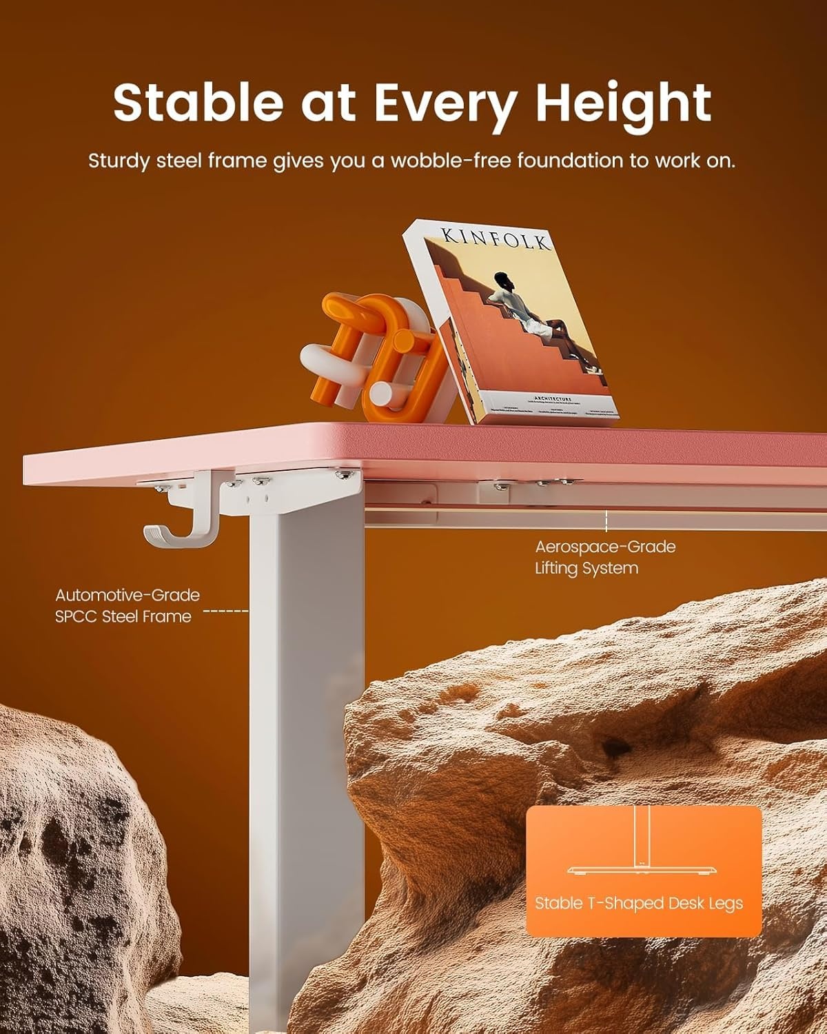 image:imageErgear Height Adjustable Electric Standing Desk 48x24 Inches Sit Stand up Memory Computer Home Office Desk NaturalEGESD5NPink
