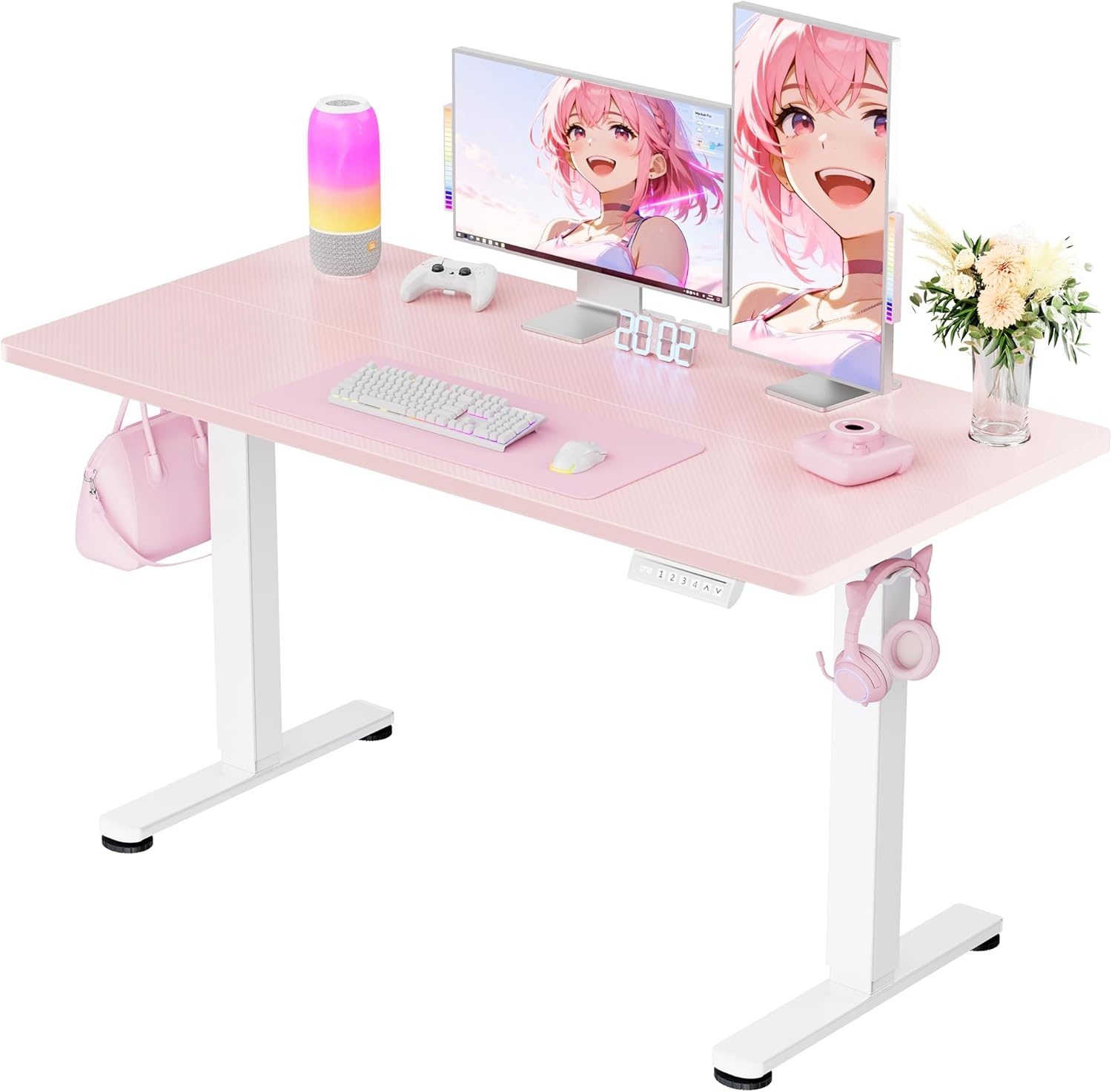 image:imageErgear Height Adjustable Electric Standing Desk 48x24 Inches Sit Stand up Memory Computer Home Office Desk NaturalEGESD5NPink