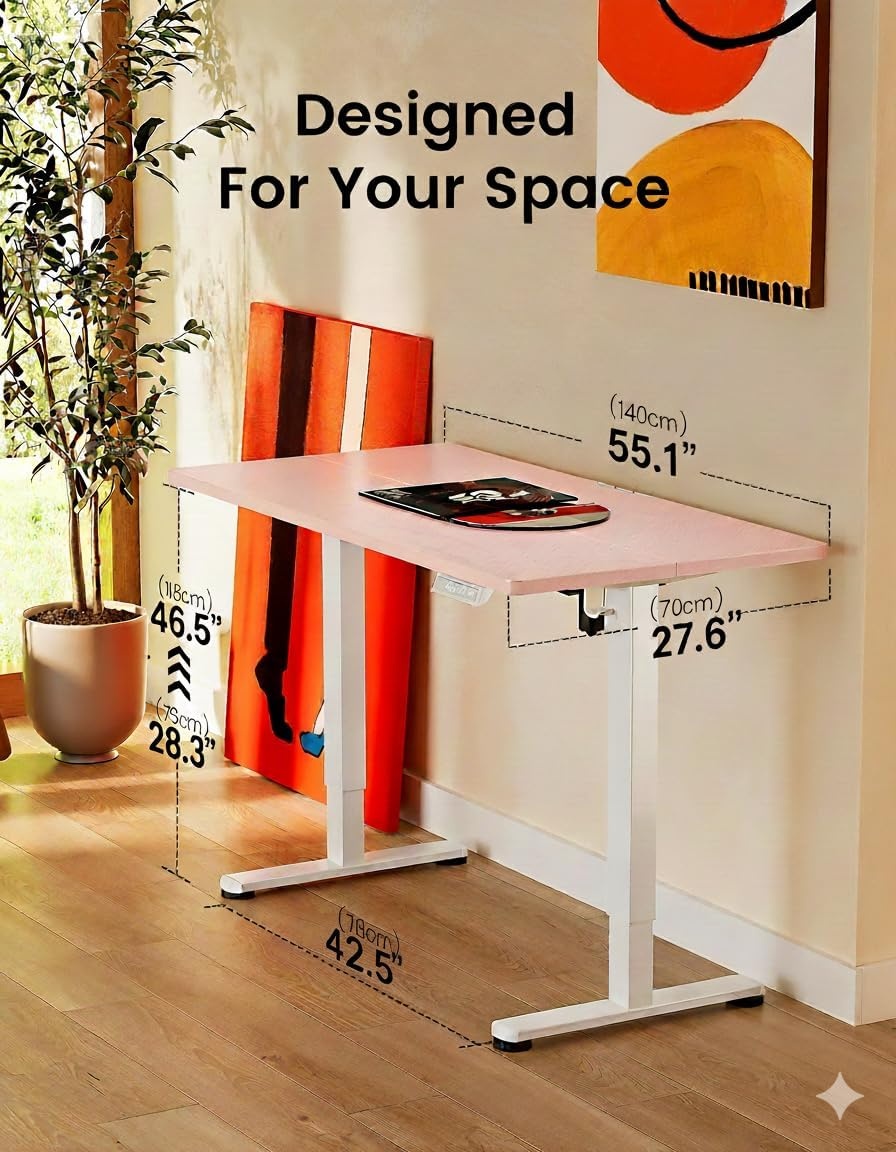image:imageErgear Height Adjustable Electric Standing Desk 48x24 Inches Sit Stand up Memory Computer Home Office Desk NaturalEGESD5NPink