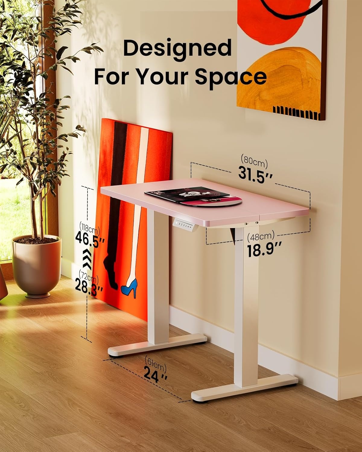 image:imageErgear Height Adjustable Electric Standing Desk 48x24 Inches Sit Stand up Memory Computer Home Office Desk NaturalEGESD5NPink